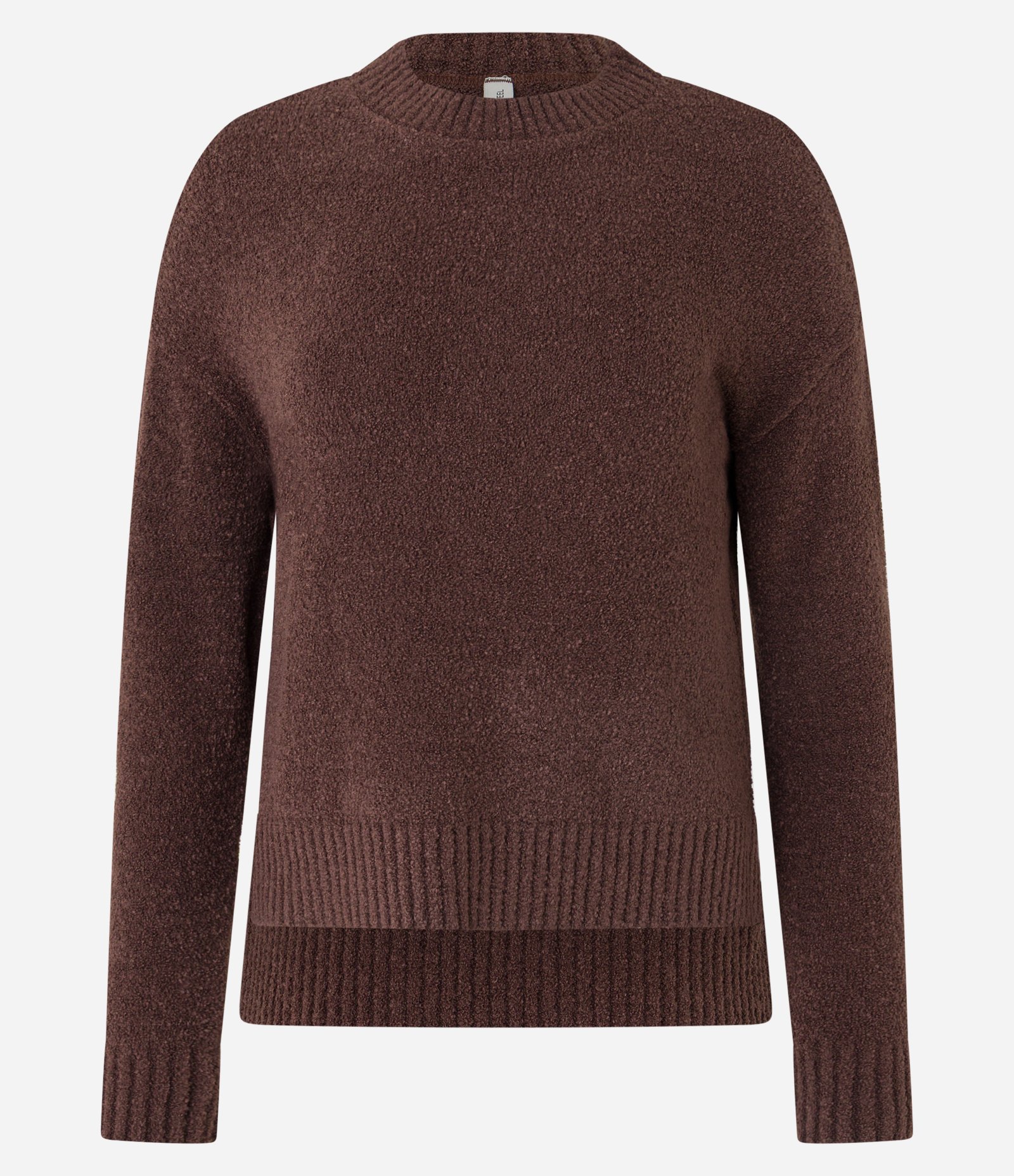 Suéter em Tricô Mousse com Barra Mullet Marrom 4