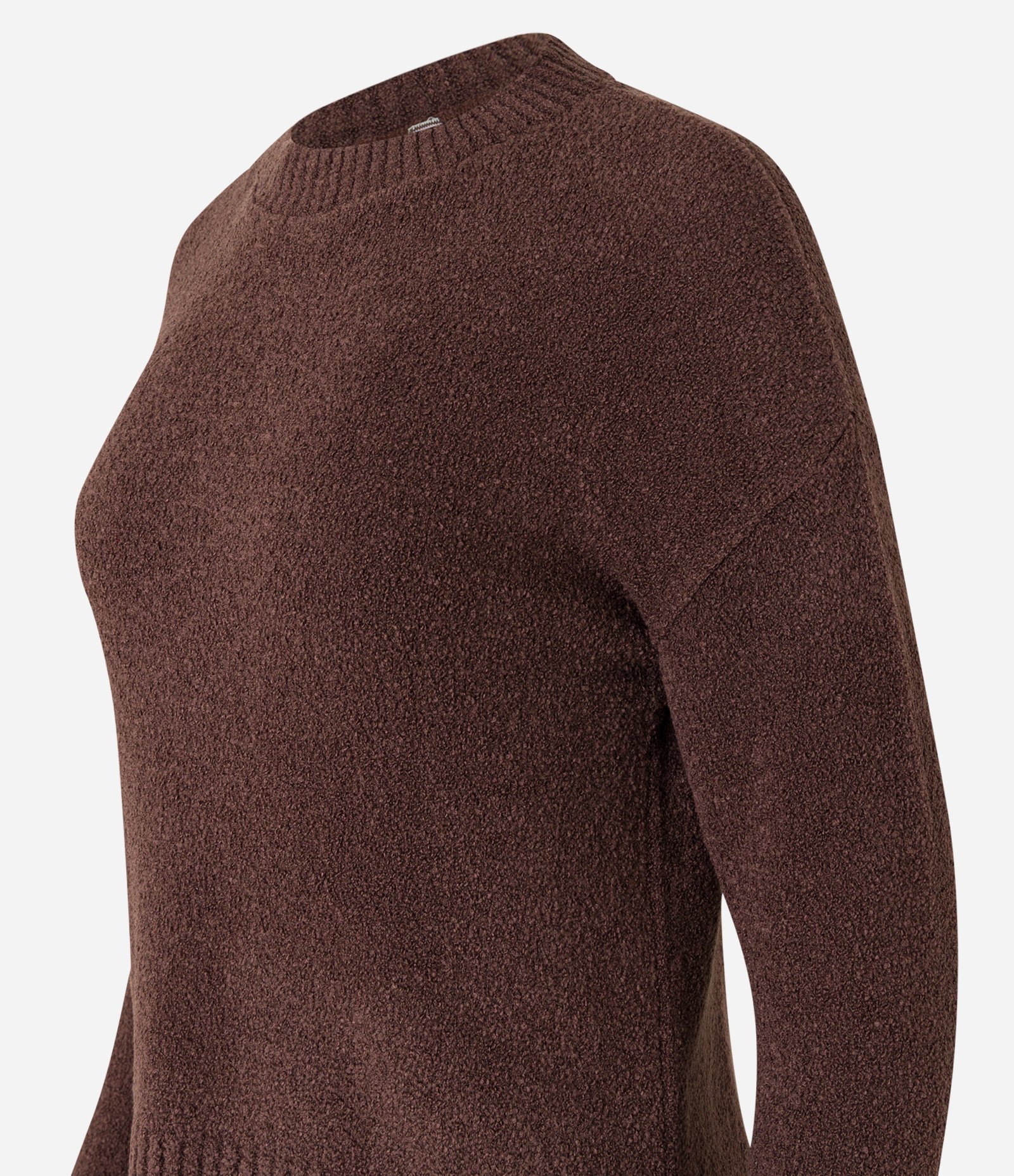 Suéter em Tricô Mousse com Barra Mullet Marrom 5