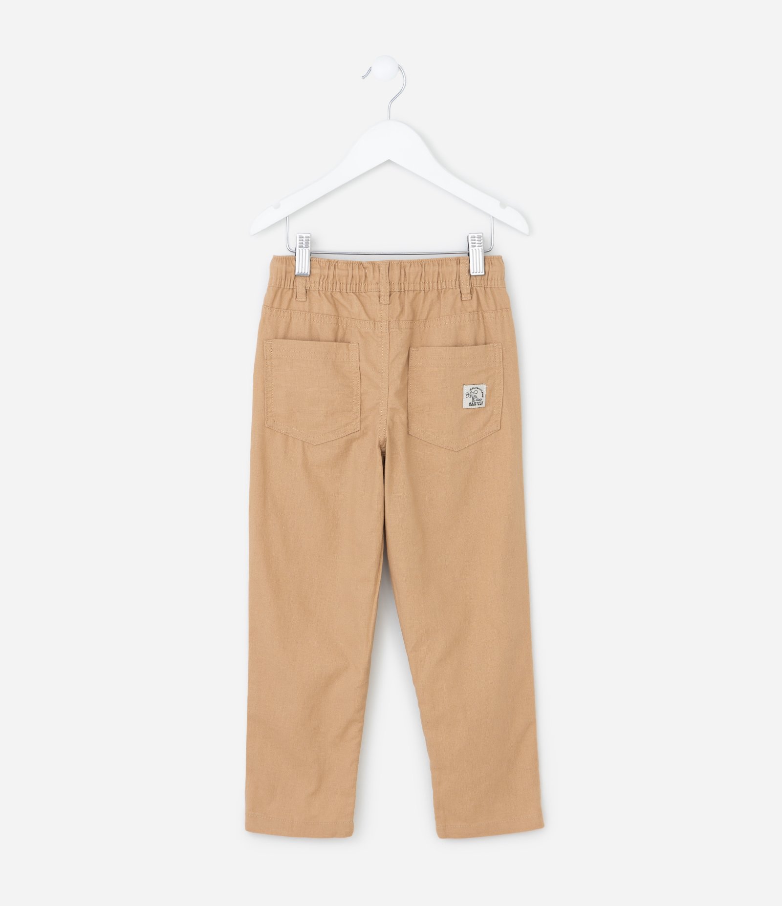 Calça Infantil em Linho com Bolsos - Tam 1 a 6 Anos Marrom 2