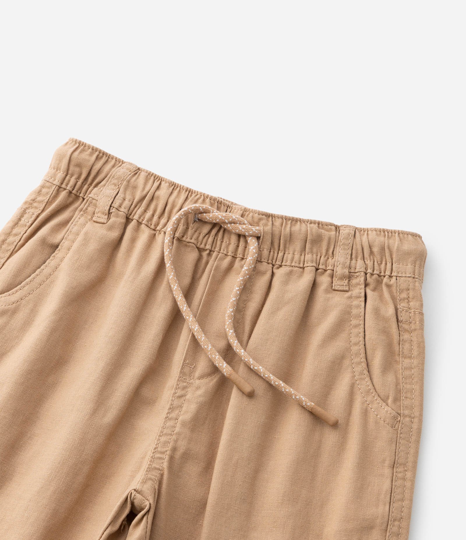 Calça Infantil em Linho com Bolsos - Tam 1 a 6 Anos Marrom 4