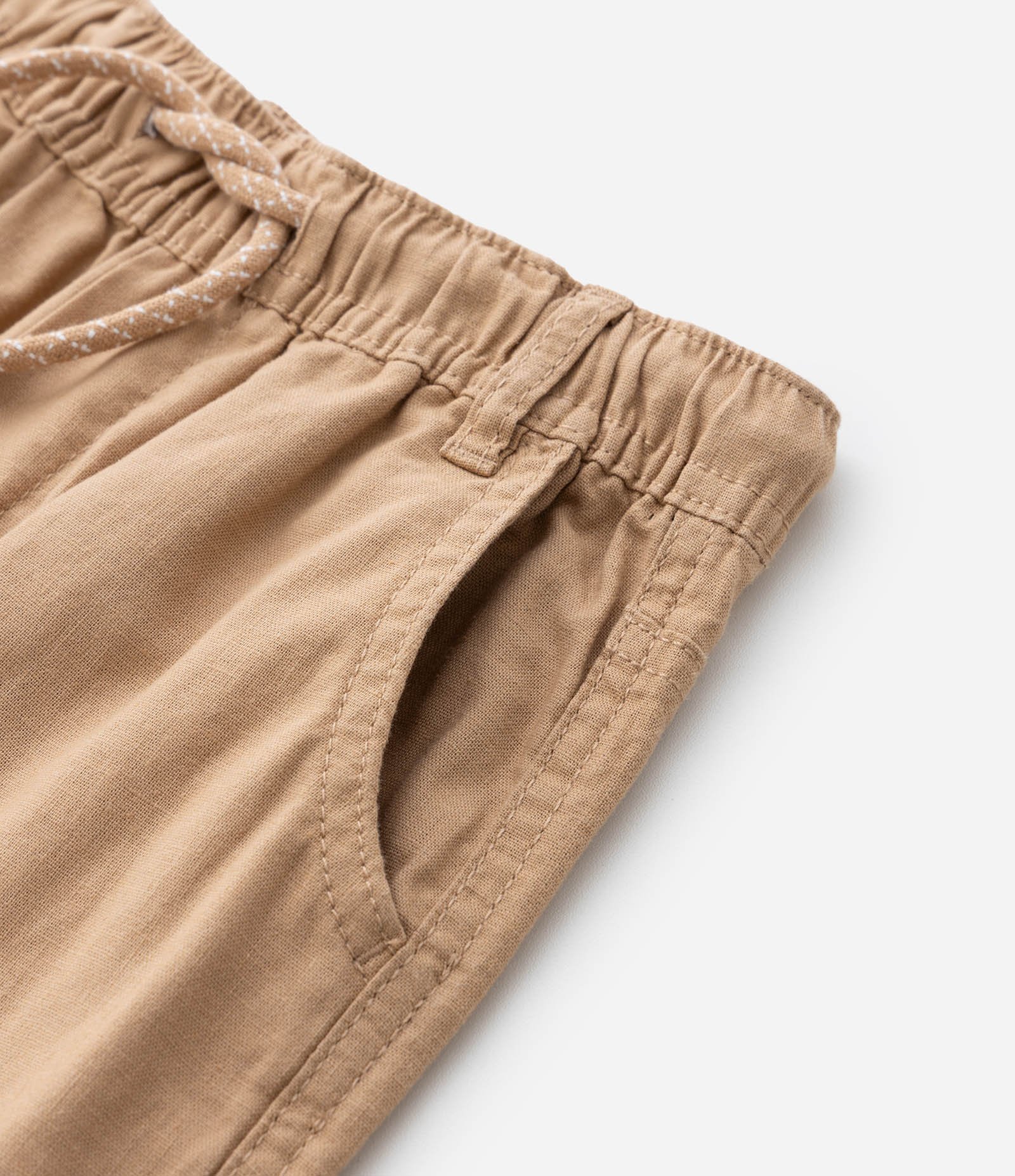 Calça Infantil em Linho com Bolsos - Tam 1 a 6 Anos Marrom 5