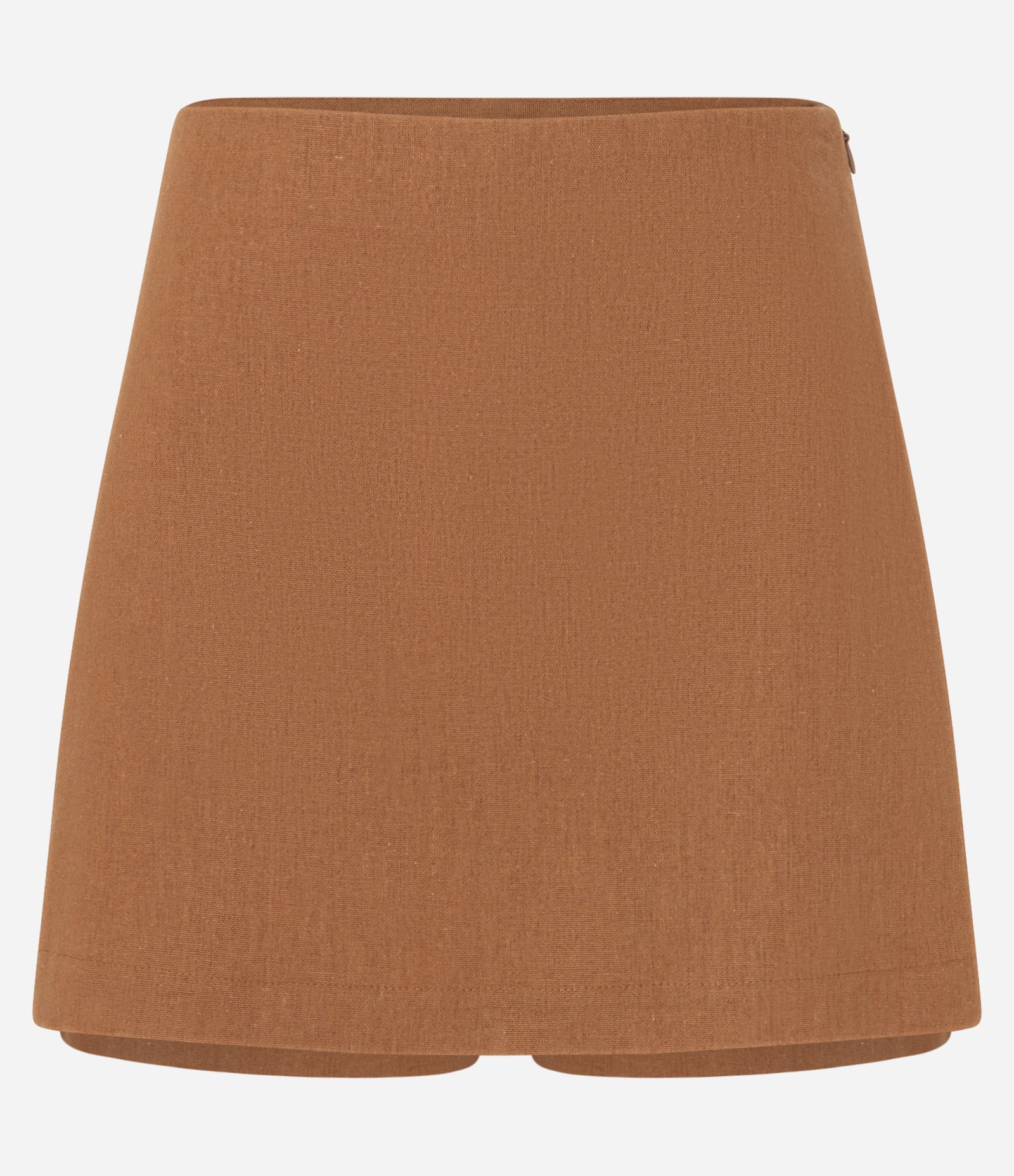 Short Saia Alfaiataria em Viscose com Zíper Lateral Marrom 5