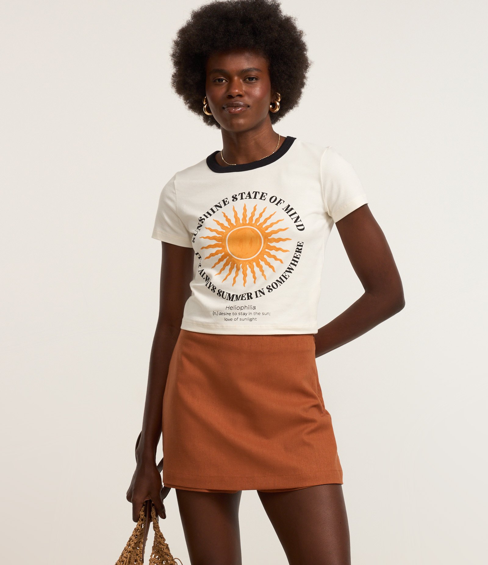 Short Saia Alfaiataria em Viscose com Zíper Lateral Marrom 2