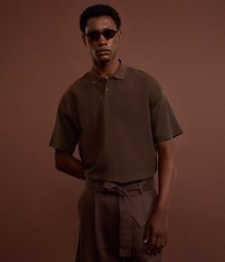 Camisa Polo Boxy em Linho e Malhão