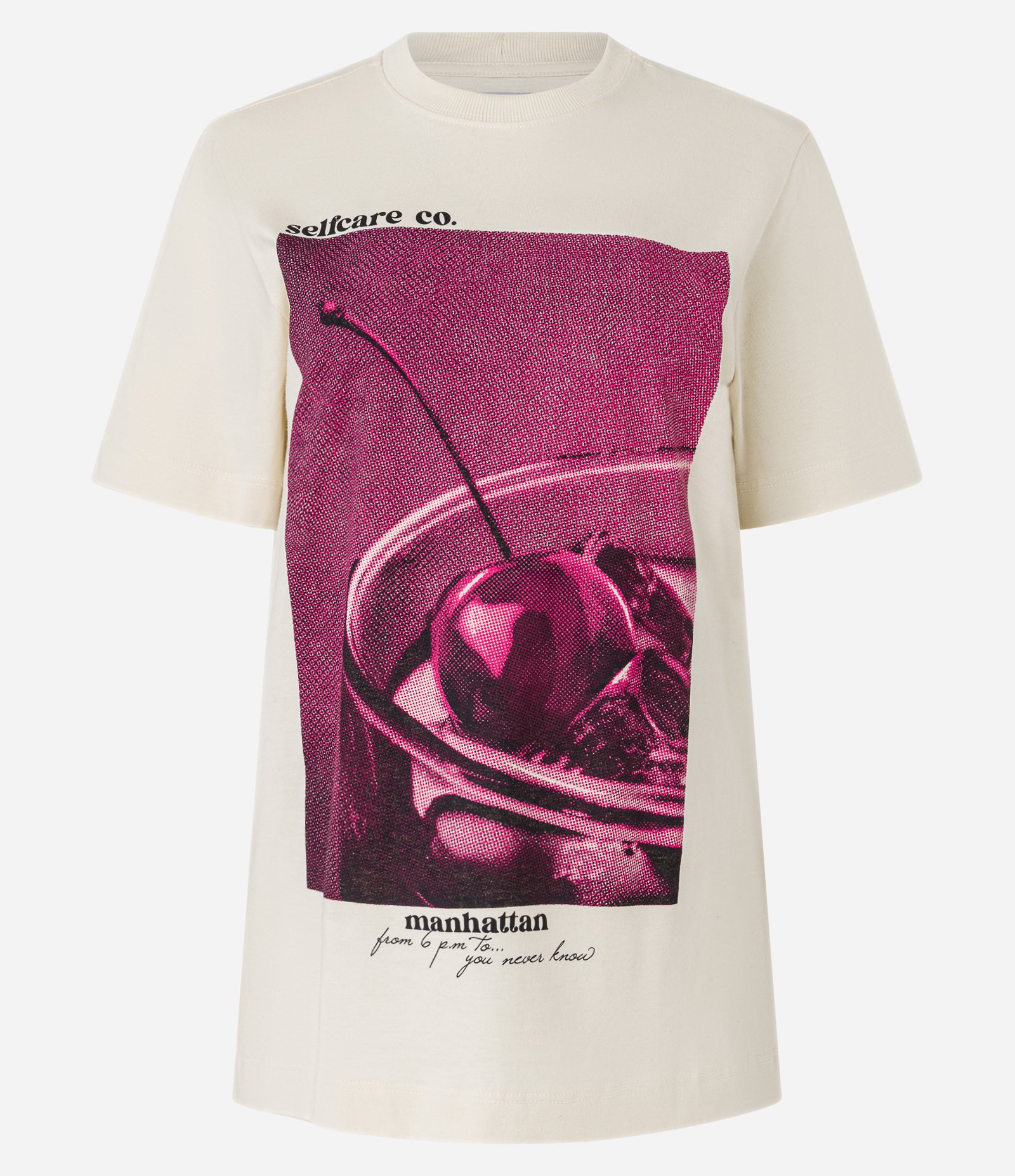 Camiseta em Algodão com Estampa Drink de Cereja Bege 5