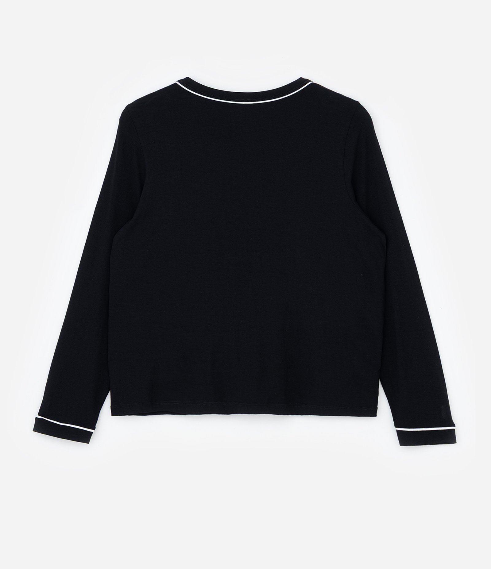 Pijama Longo Viscolycra Detalhes de Listras Curve & Plus Size Preto 10