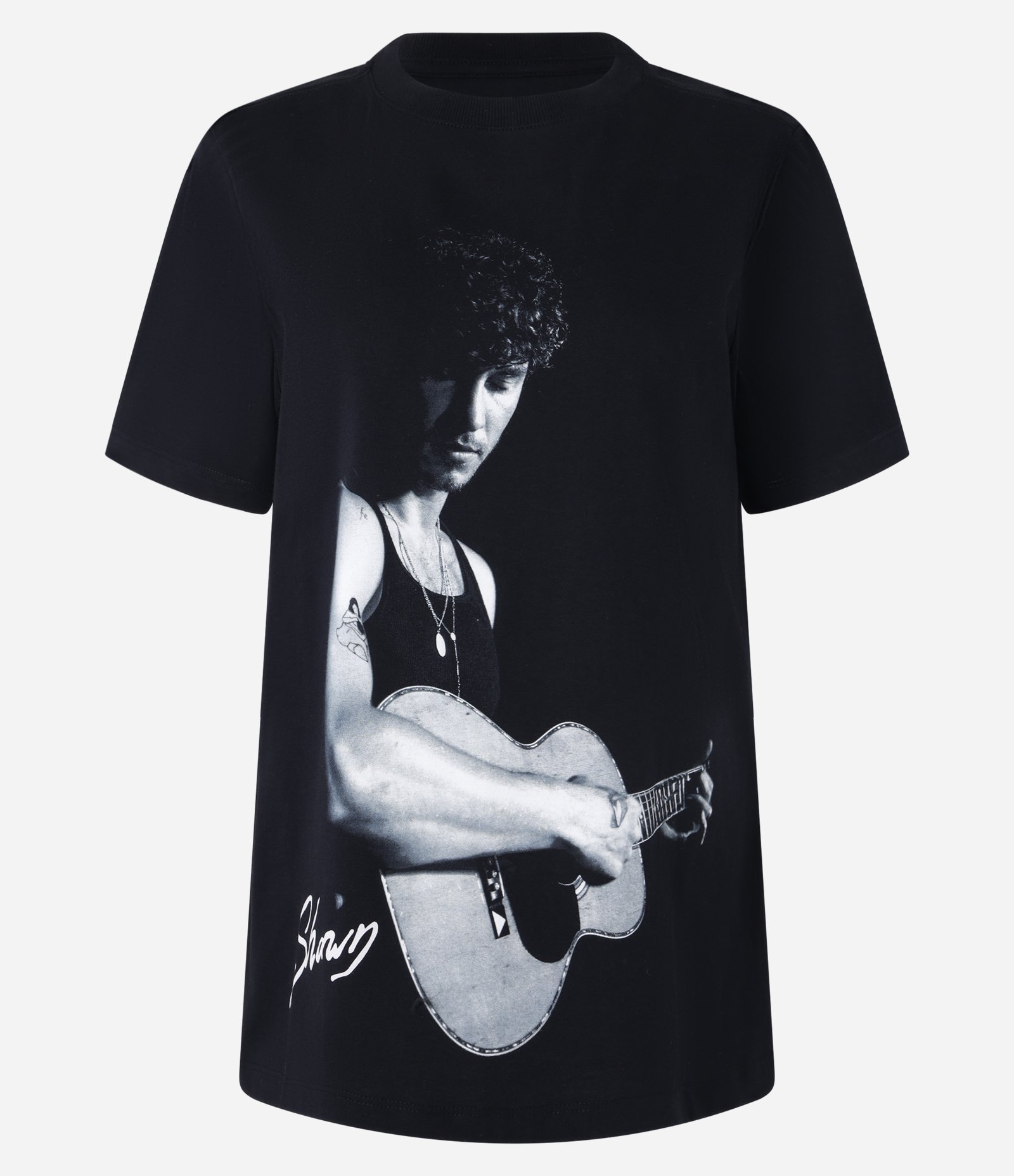 Camiseta Alongada em Algodão com Estampa Shawn Mendes Preto 4