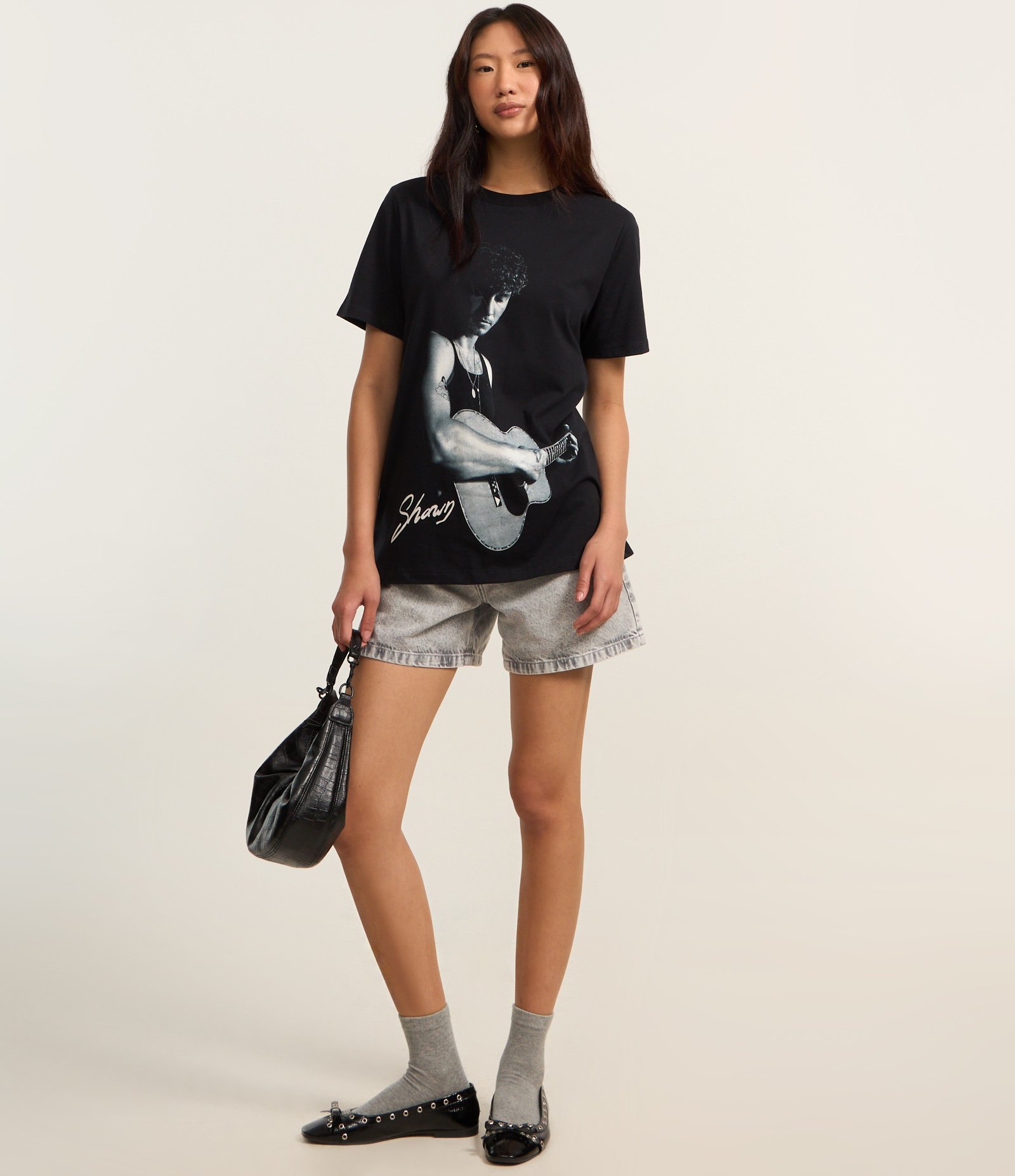 Camiseta Alongada em Algodão com Estampa Shawn Mendes Preto 2