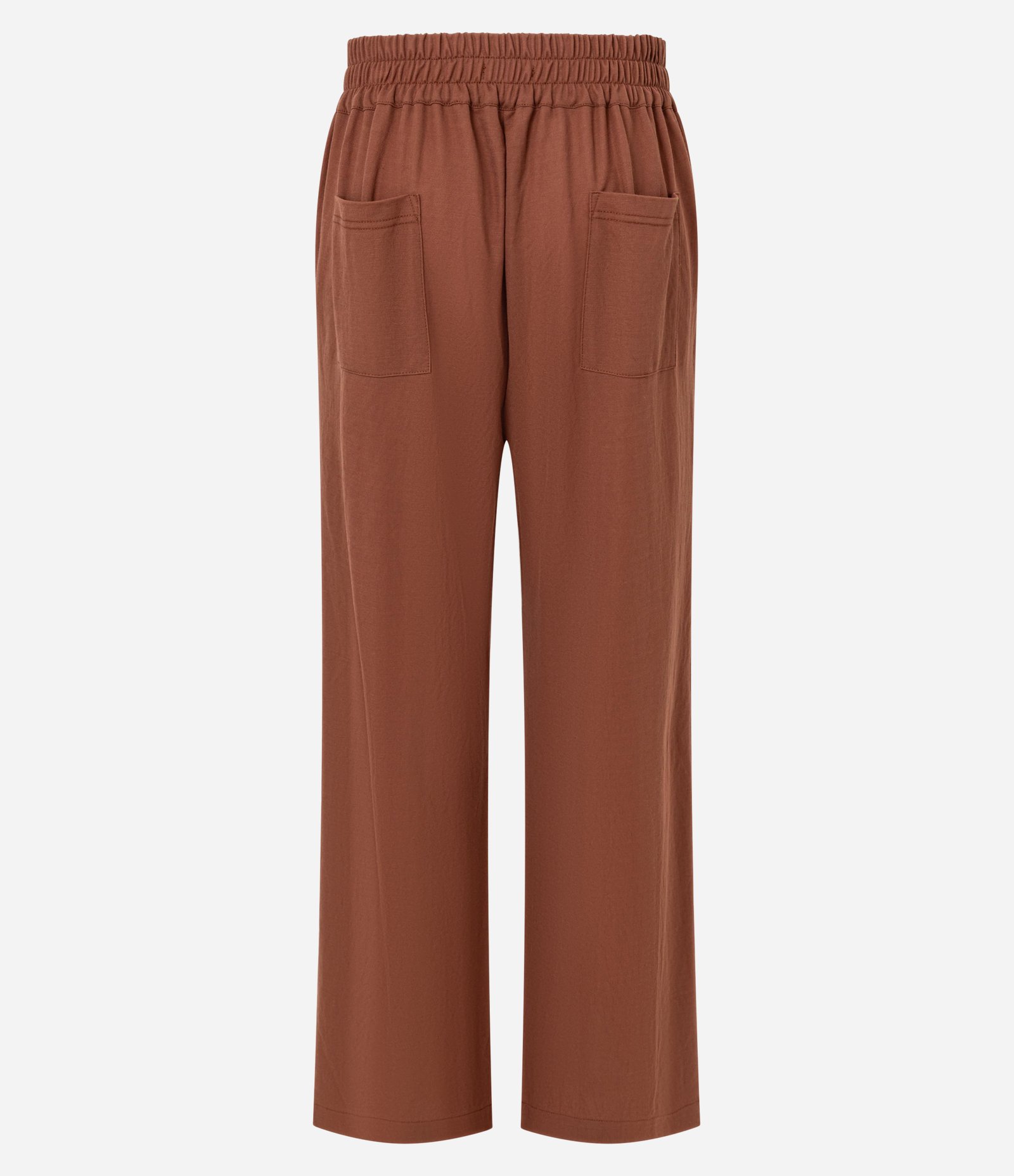 Calça Reta em Orly com Elástico e Cós Trabalhado Marrom 7