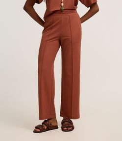 Calça Reta em Orly com Elástico e Cós Trabalhado