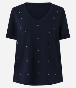 Blusa em Viscolycra com Ícones Metalizados