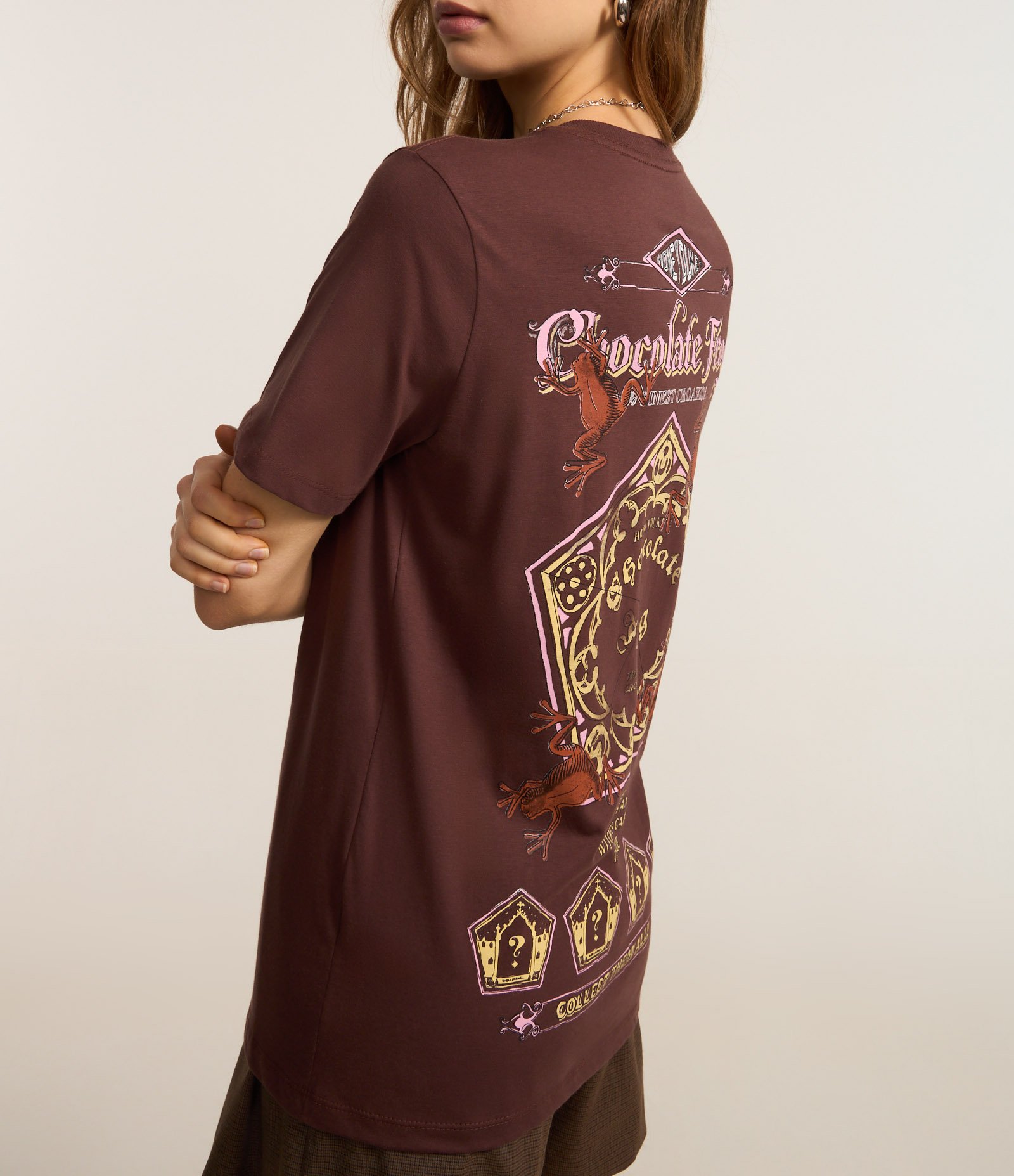 Camiseta Alongada em Algodão com Estampa Harry Potter Marrom 3