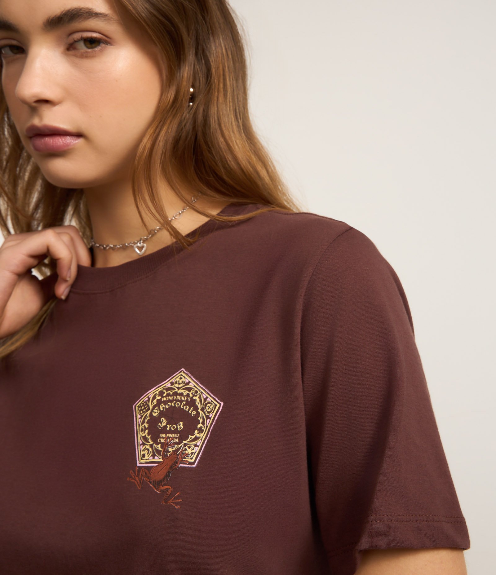 Camiseta Alongada em Algodão com Estampa Harry Potter Marrom 4