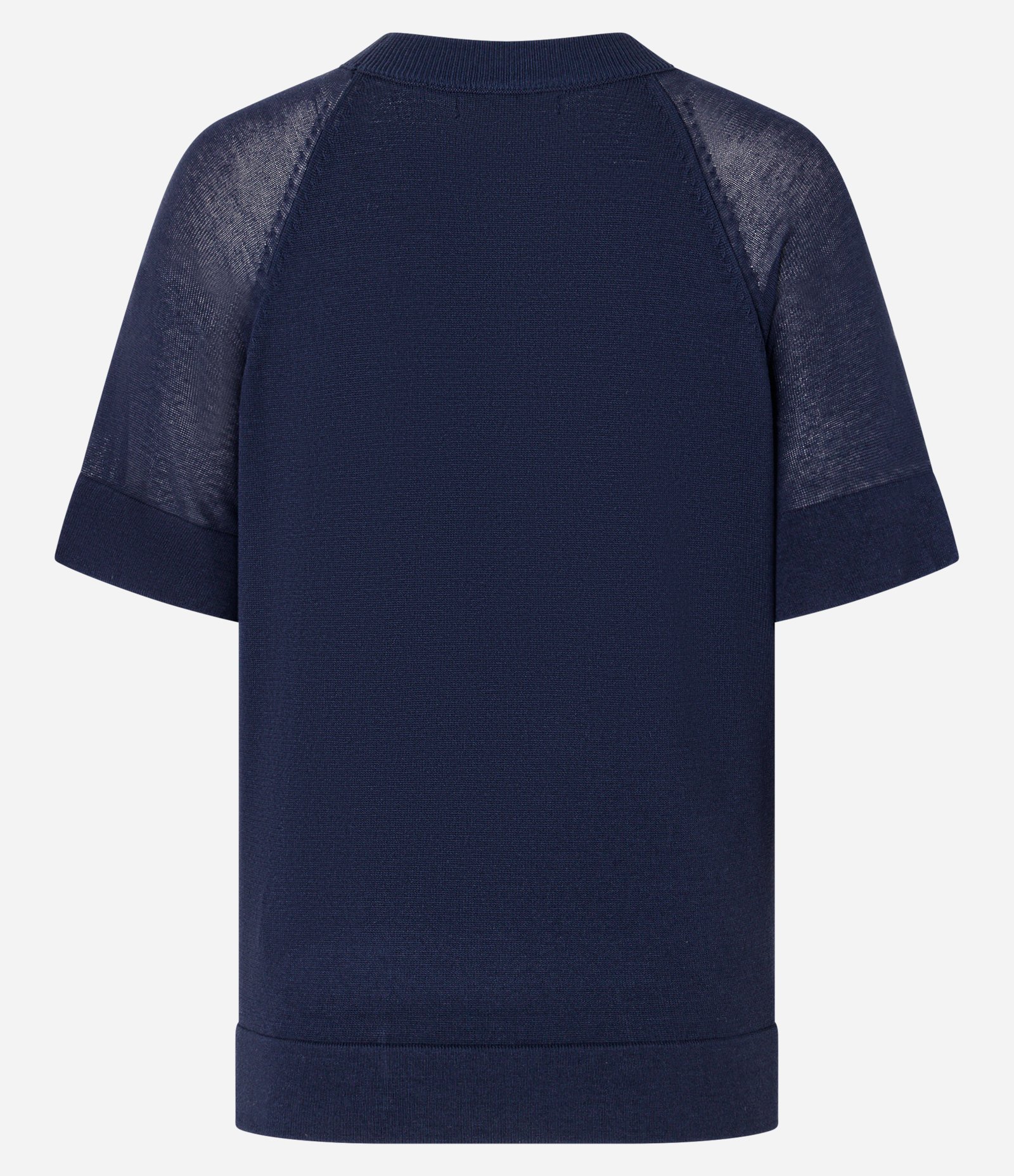 Blusa em Tricô com Cava Raglan e Manga Transparente Azul Marinho 7