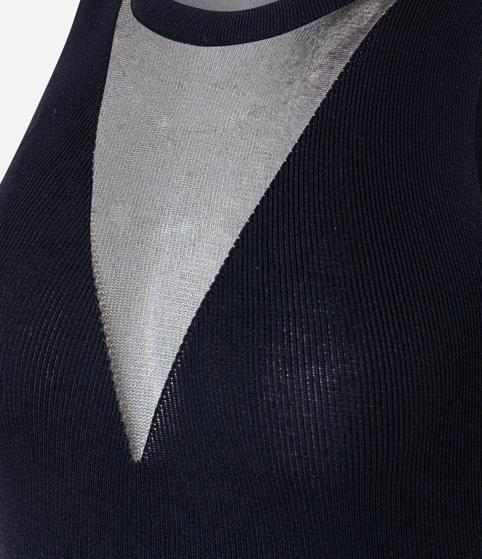 Body em Tricô com Decote V Transparente Preto 7