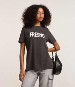 Camiseta Alongada em Algodão com Estampa Fresno