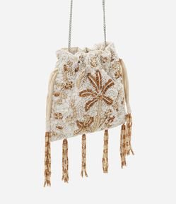 Bolsa Bucket em Paetês com Coqueiro de Miçanga