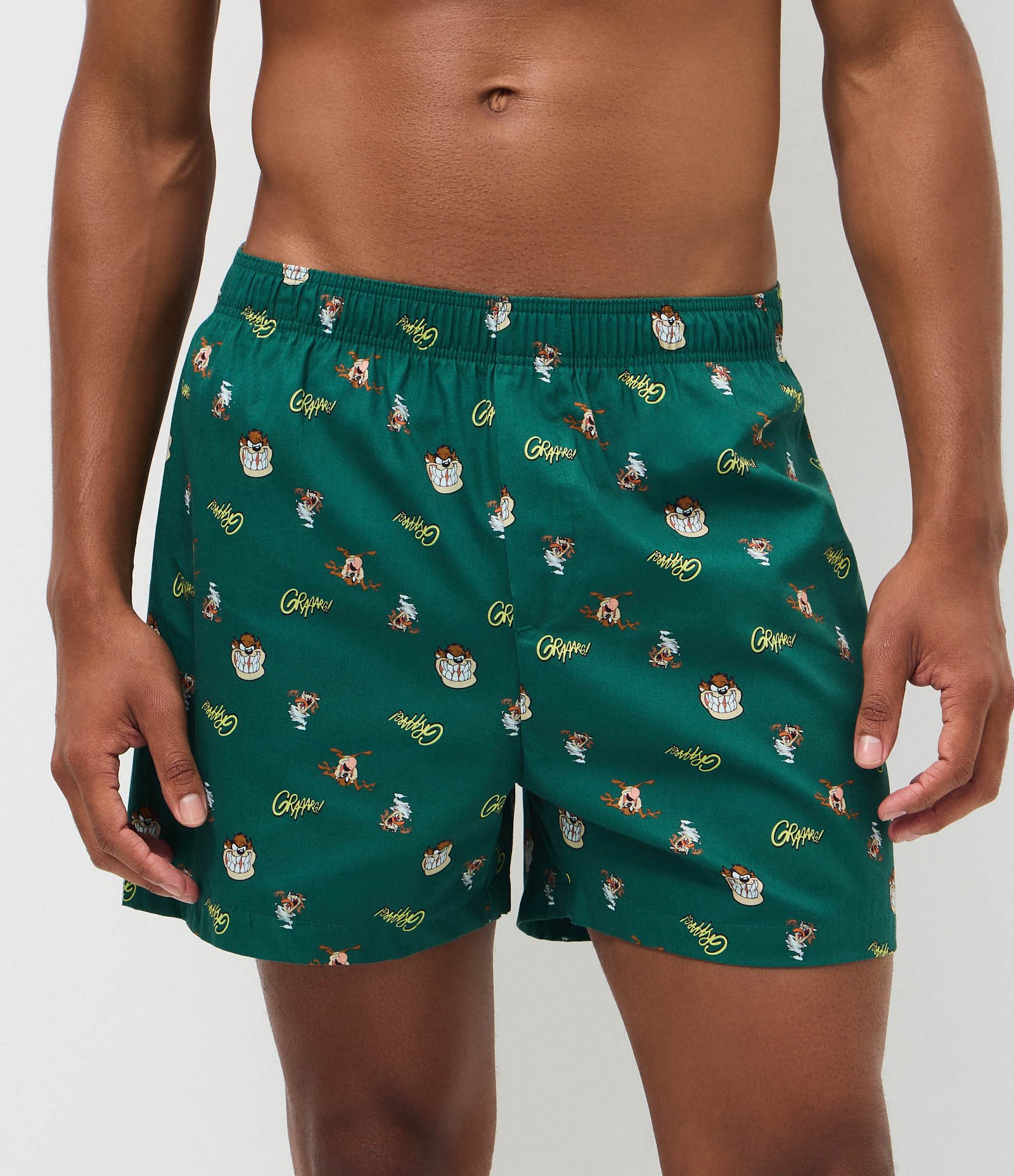 Cueca Samba Canção em Tricoline com Estampa Taz Verde 2