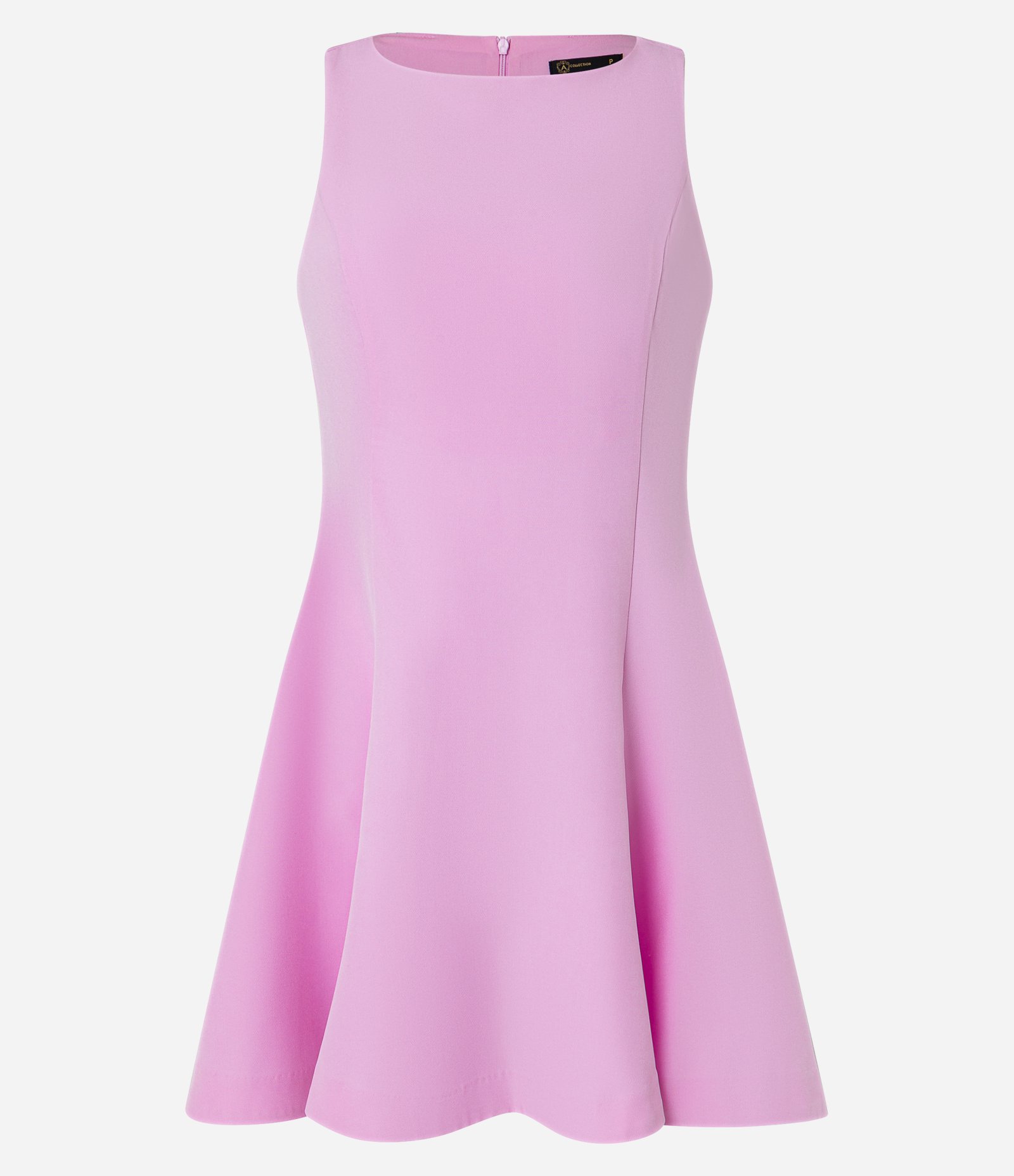 Vestido Evasê Curto em Crepe com Pences e Pregas Amplas Rosa 6