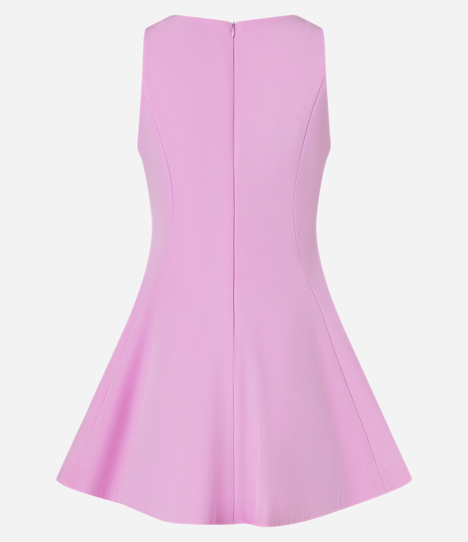 Vestido Evasê Curto em Crepe com Pences e Pregas Amplas Rosa 7