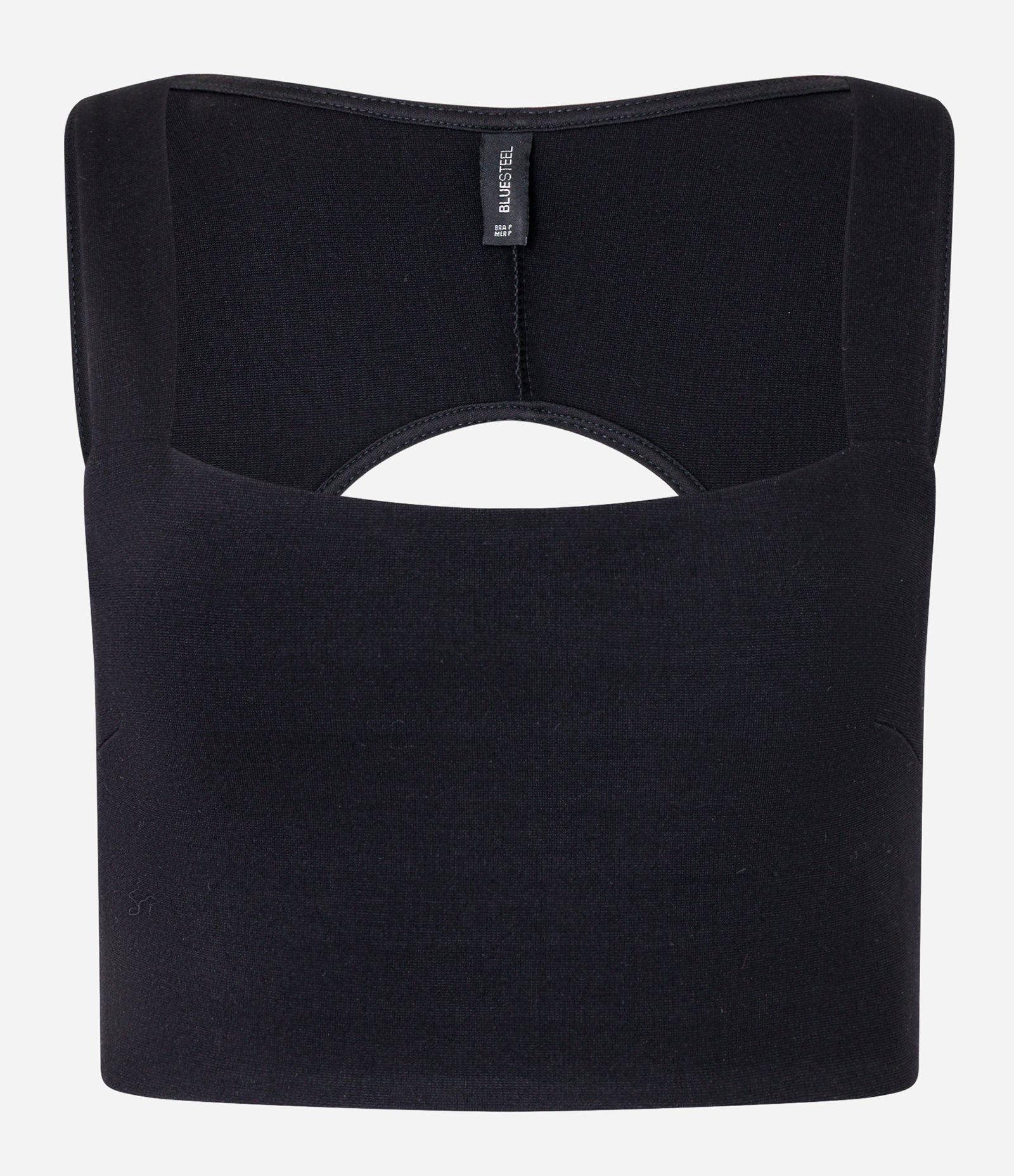 Blusa Cropped em Ponto Roma com Recorte Vazado nas Costas Preto 7