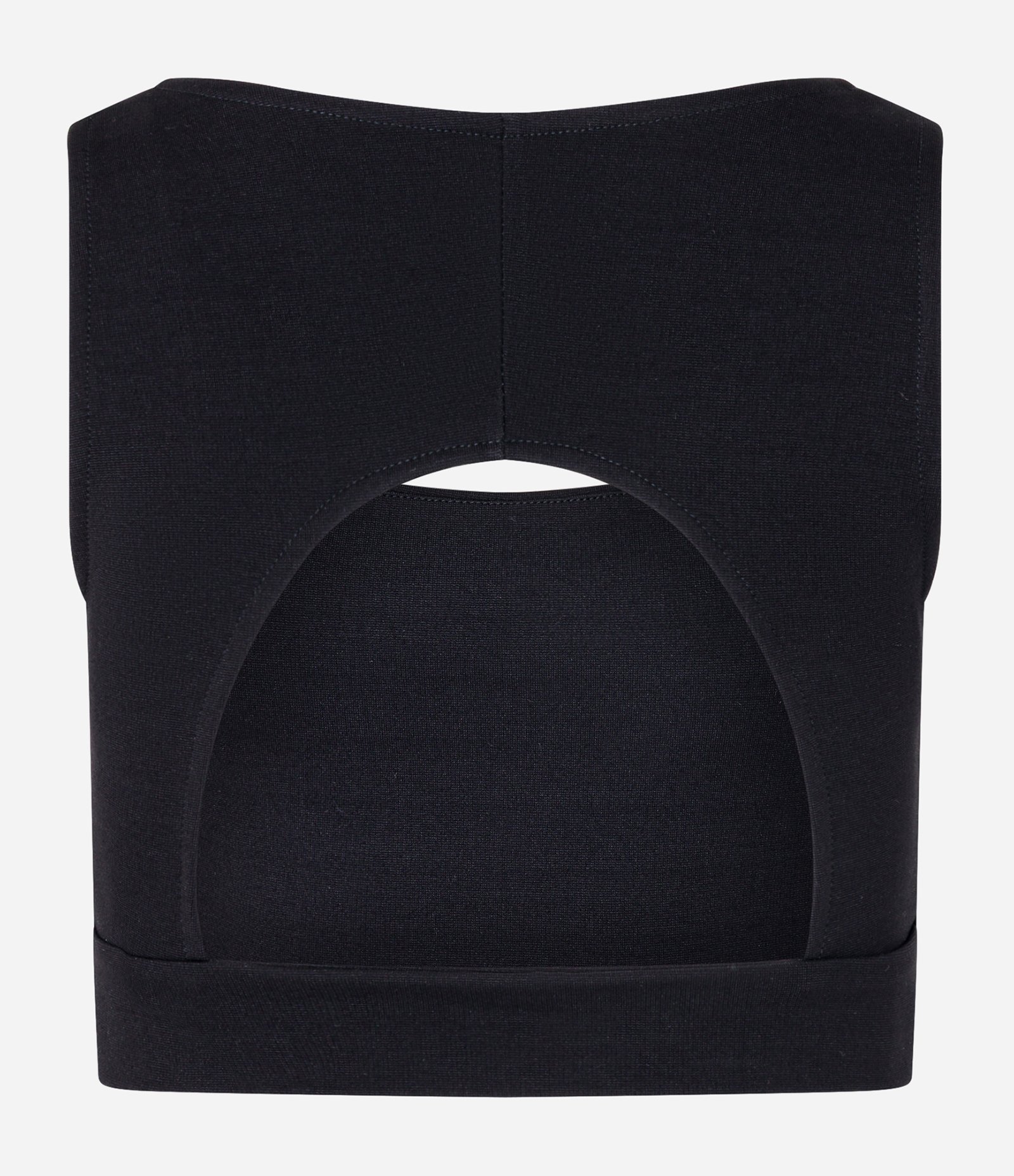 Blusa Cropped em Ponto Roma com Recorte Vazado nas Costas Preto 8