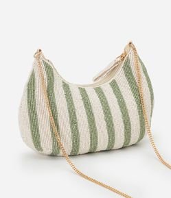 Bolsa Hobo com Alça Corrente e Miçanga Floral