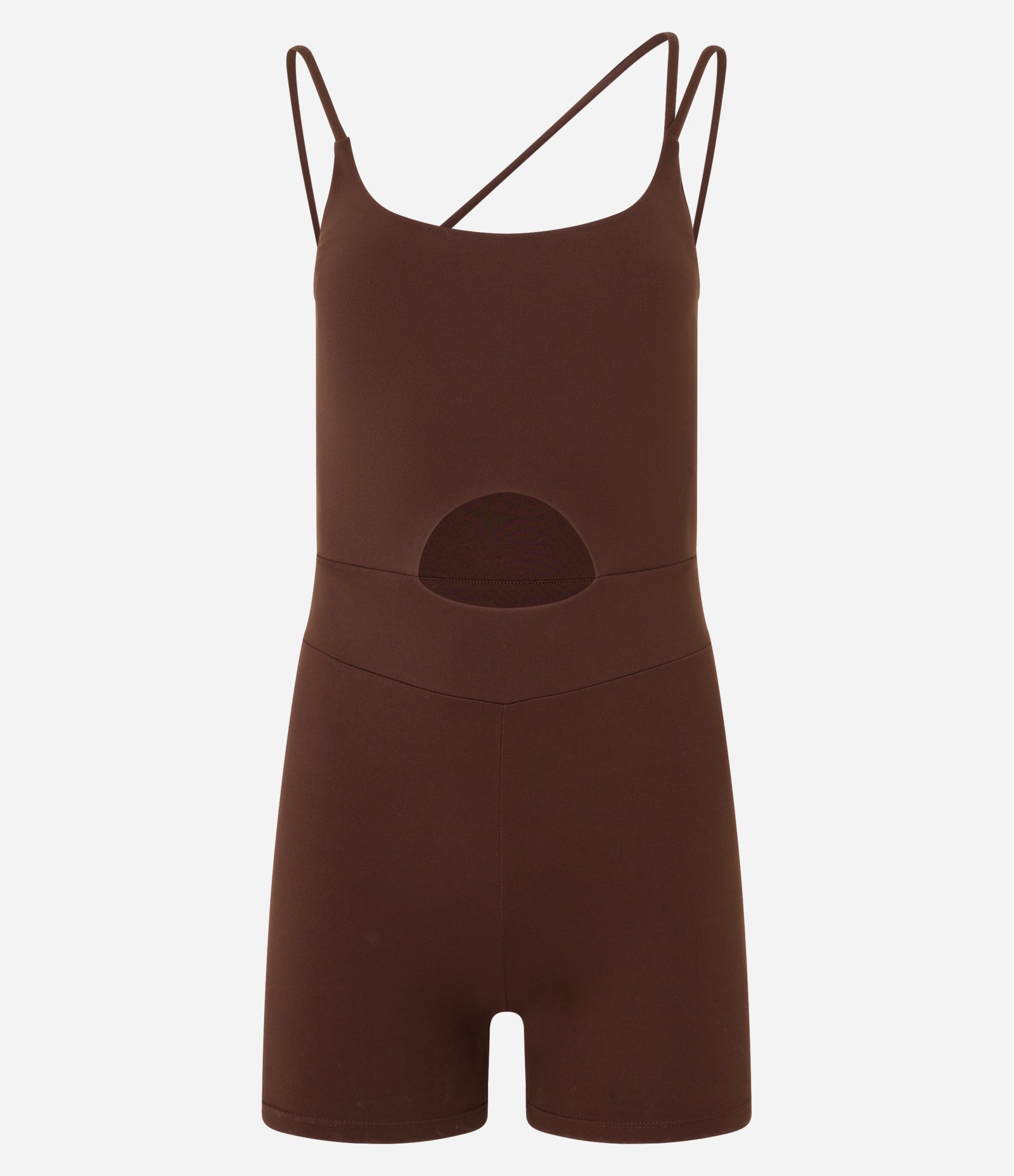 Macaquinho Esportivo em Microfibra com Cutout e Alças Diferenciadas Marrom 4