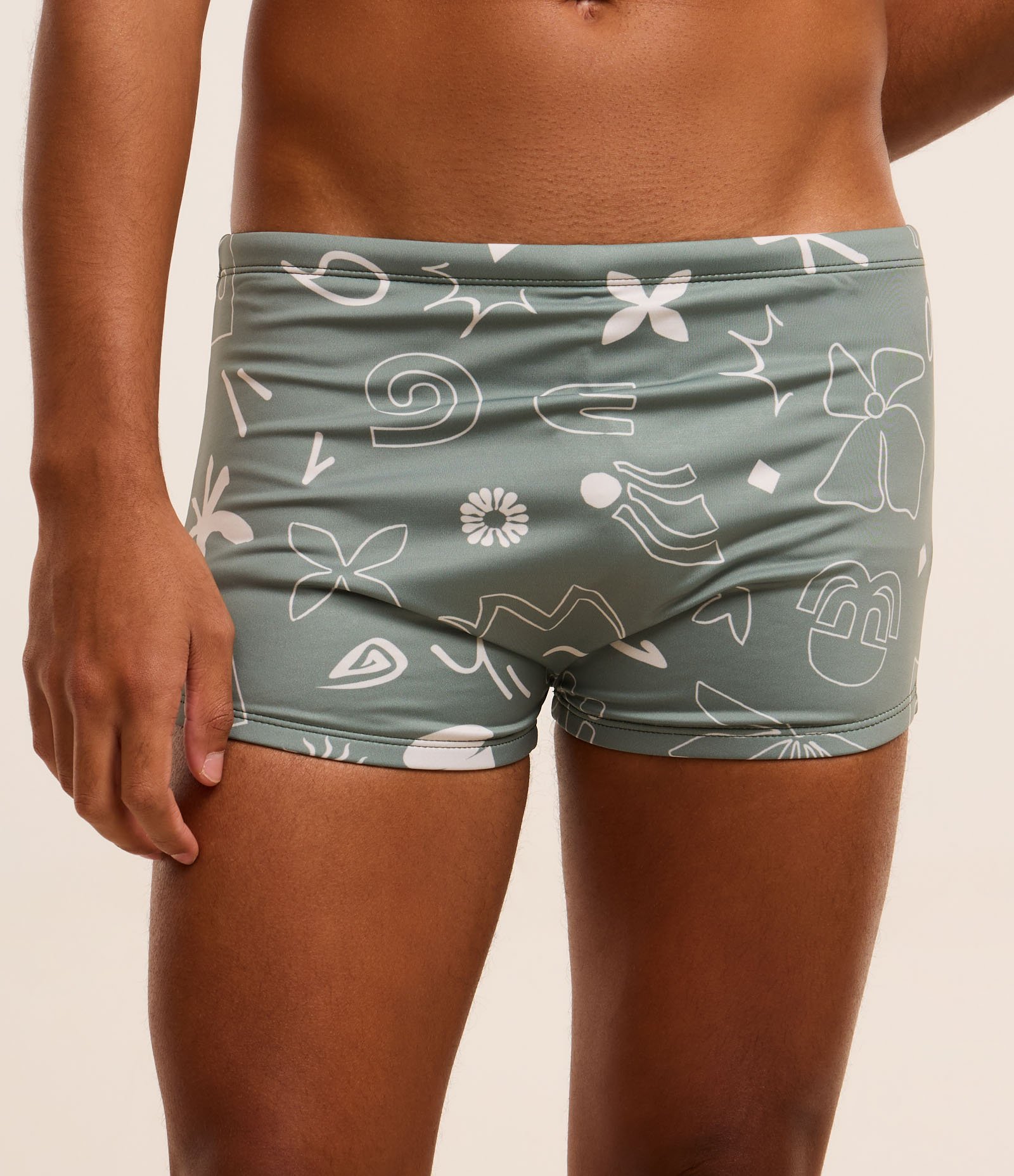 Sunga Boxer em Microfibra com Estampa de Ícones Verde 1