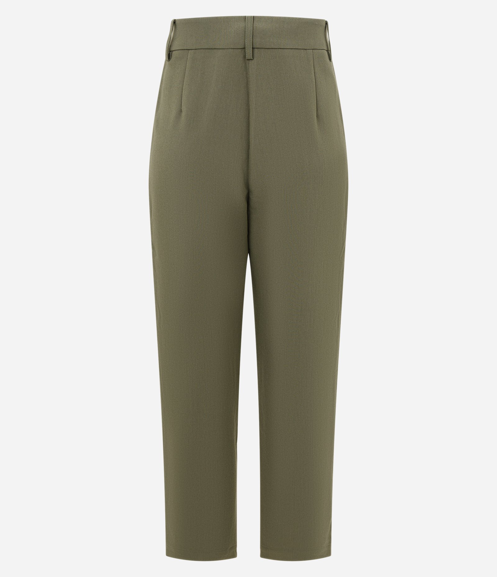 Calça Cenoura de Alfaiataria com Detalhe na Barra e Botões no Cós Verde 6