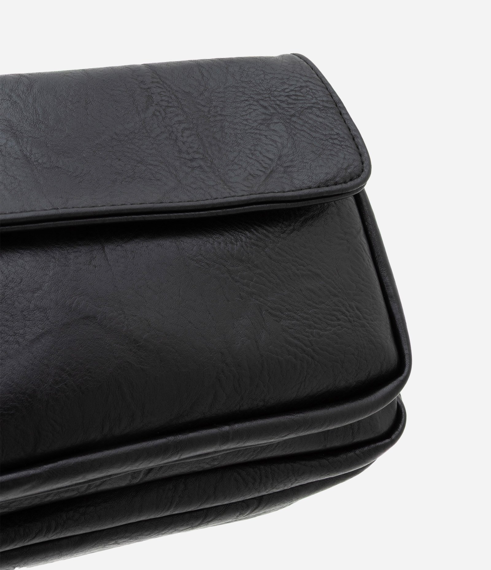 Bolsa Shoulder Bag em PU com Bolso Flap Preto 4