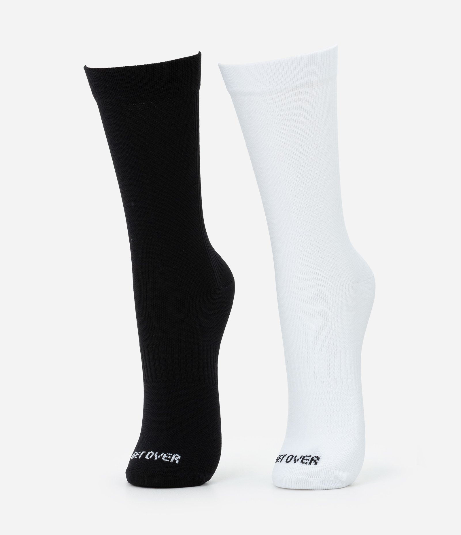 Kit 02 Meias Cano Alto Esportivas em Poliamida Preto/Branco 1