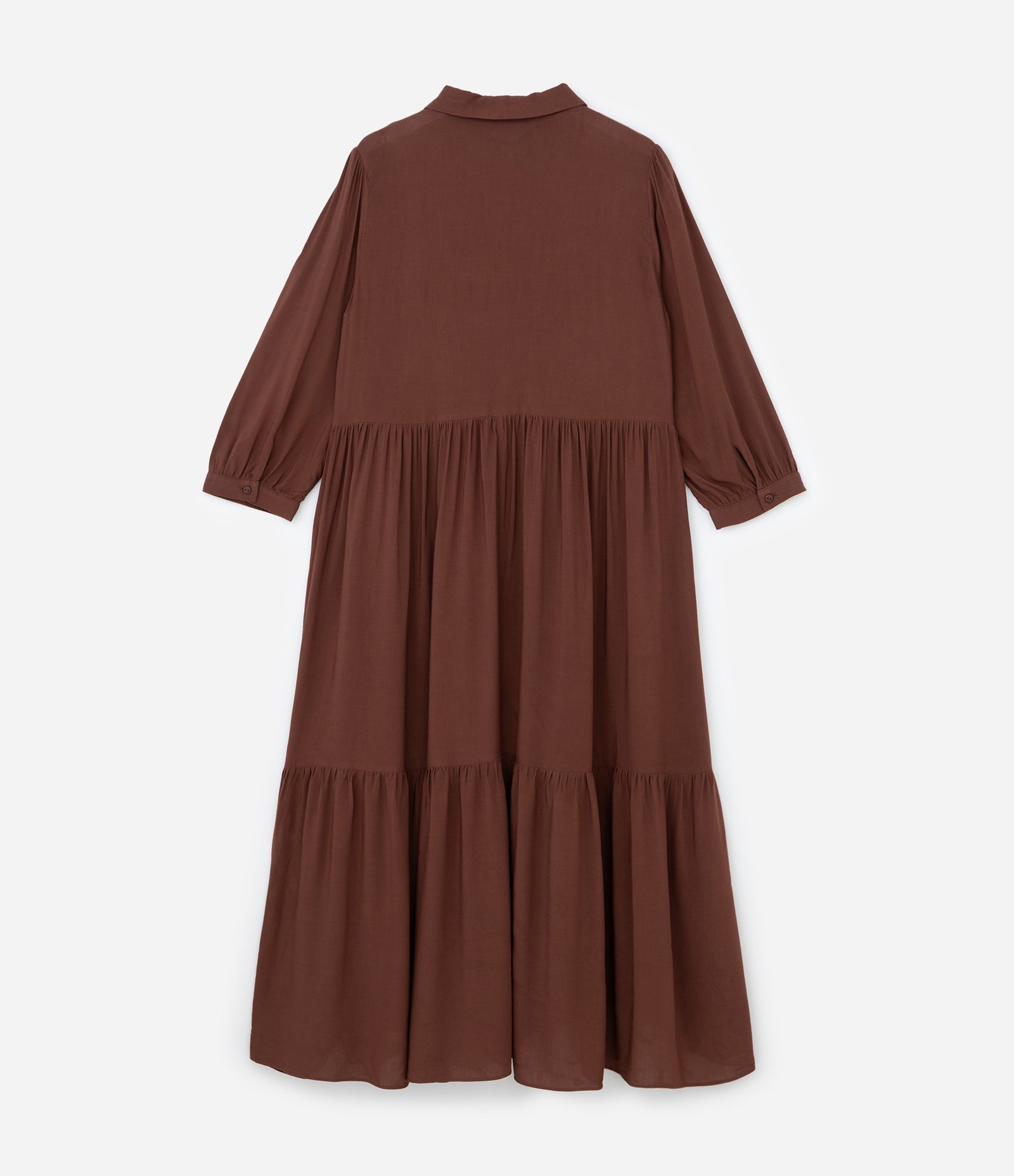 Vestido Midi em Viscose com Botões e Marias na Saia Curve & Plus Size Marrom 5