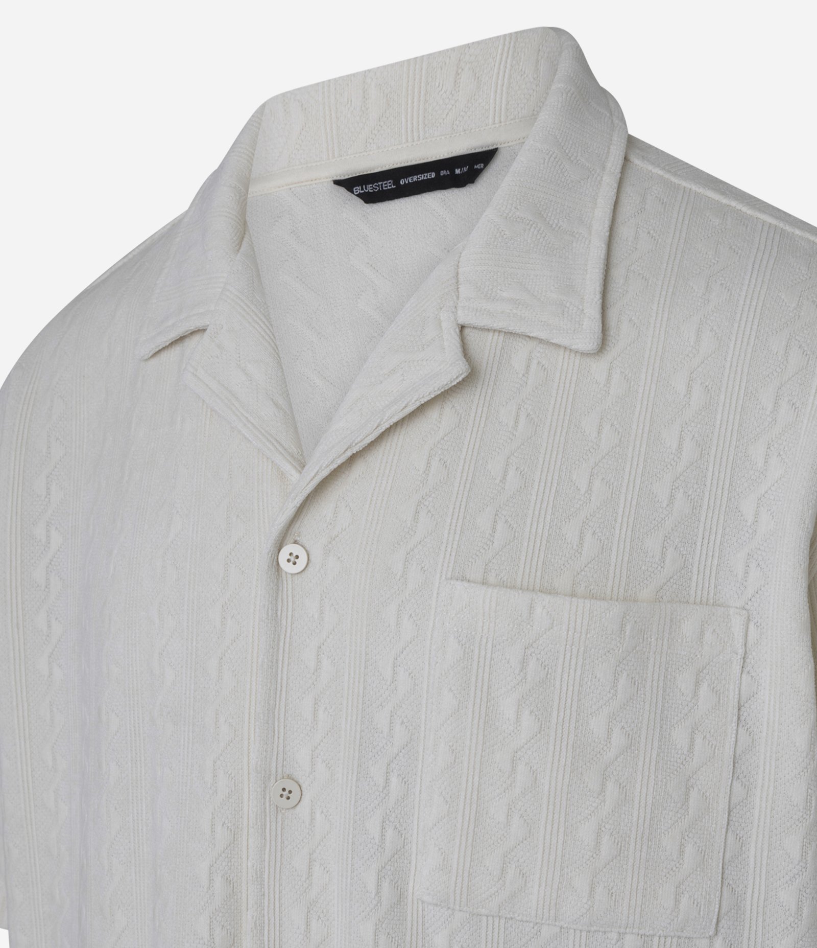 Camisa Oversized em Jacquard Texturizado Off White 8