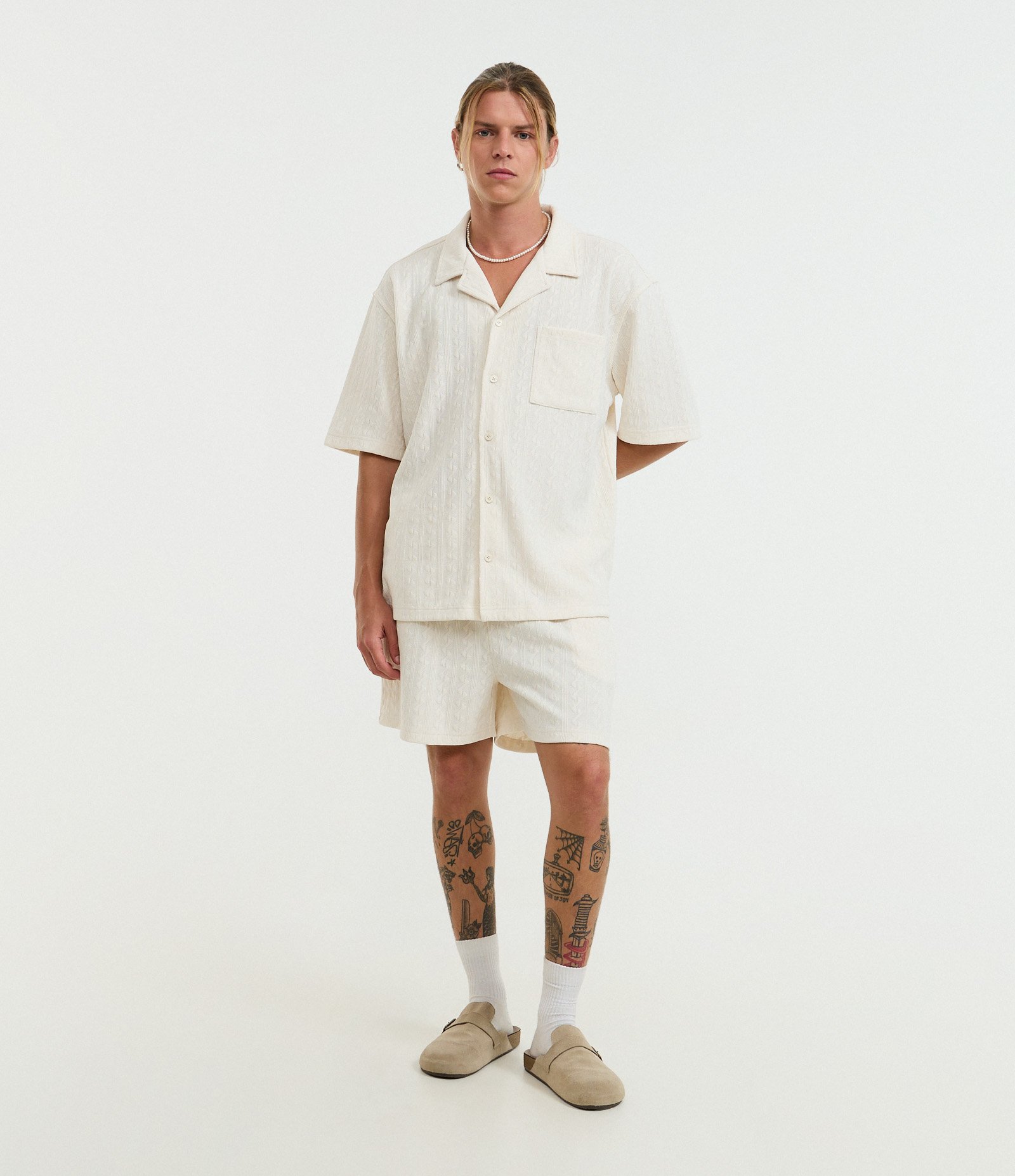 Camisa Oversized em Jacquard Texturizado Off White 2