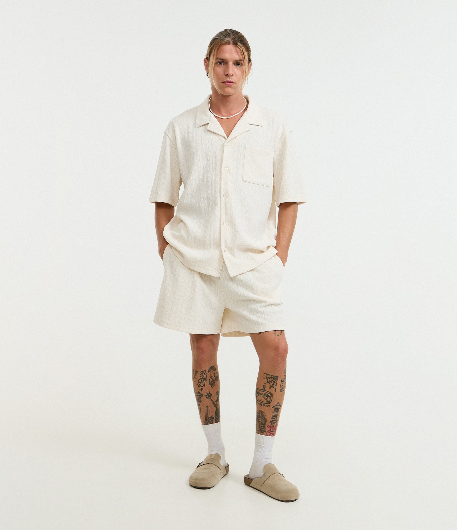 Bermuda em Jacquard Texturizada Off White 1