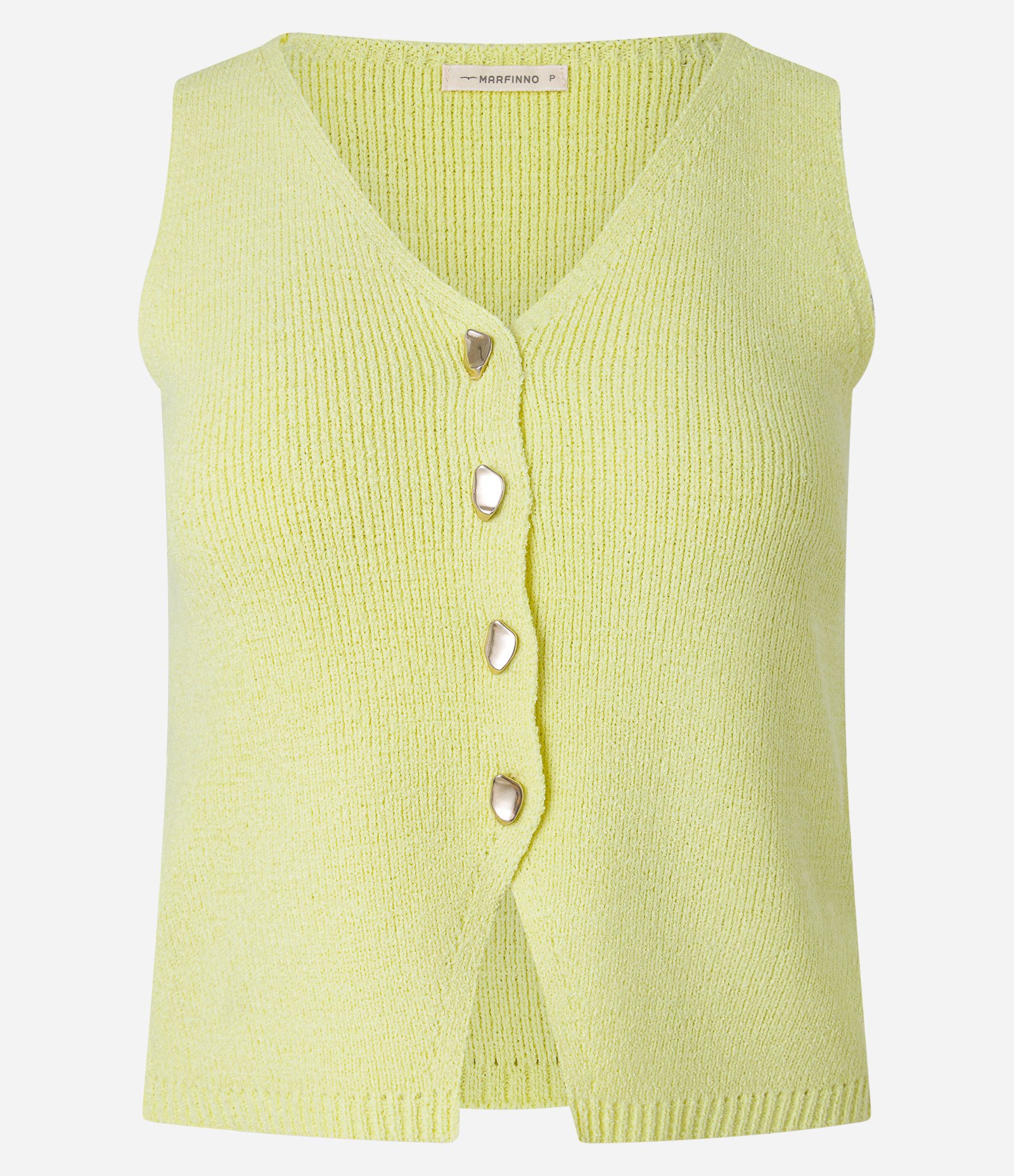 Blusa Texturizada em Tricô com Decote V e Botões Irregulares Verde 5