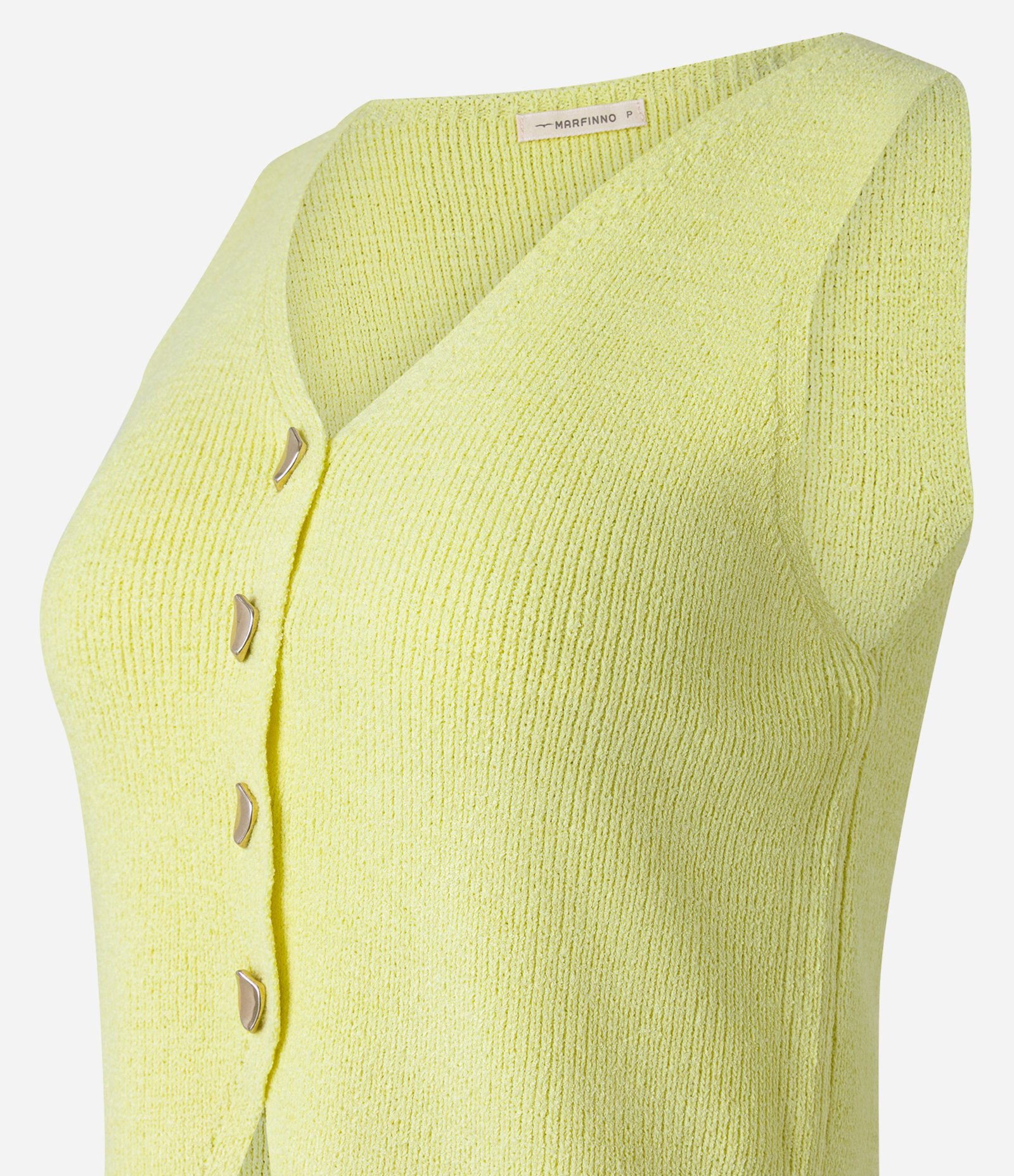 Blusa Texturizada em Tricô com Decote V e Botões Irregulares Verde 6