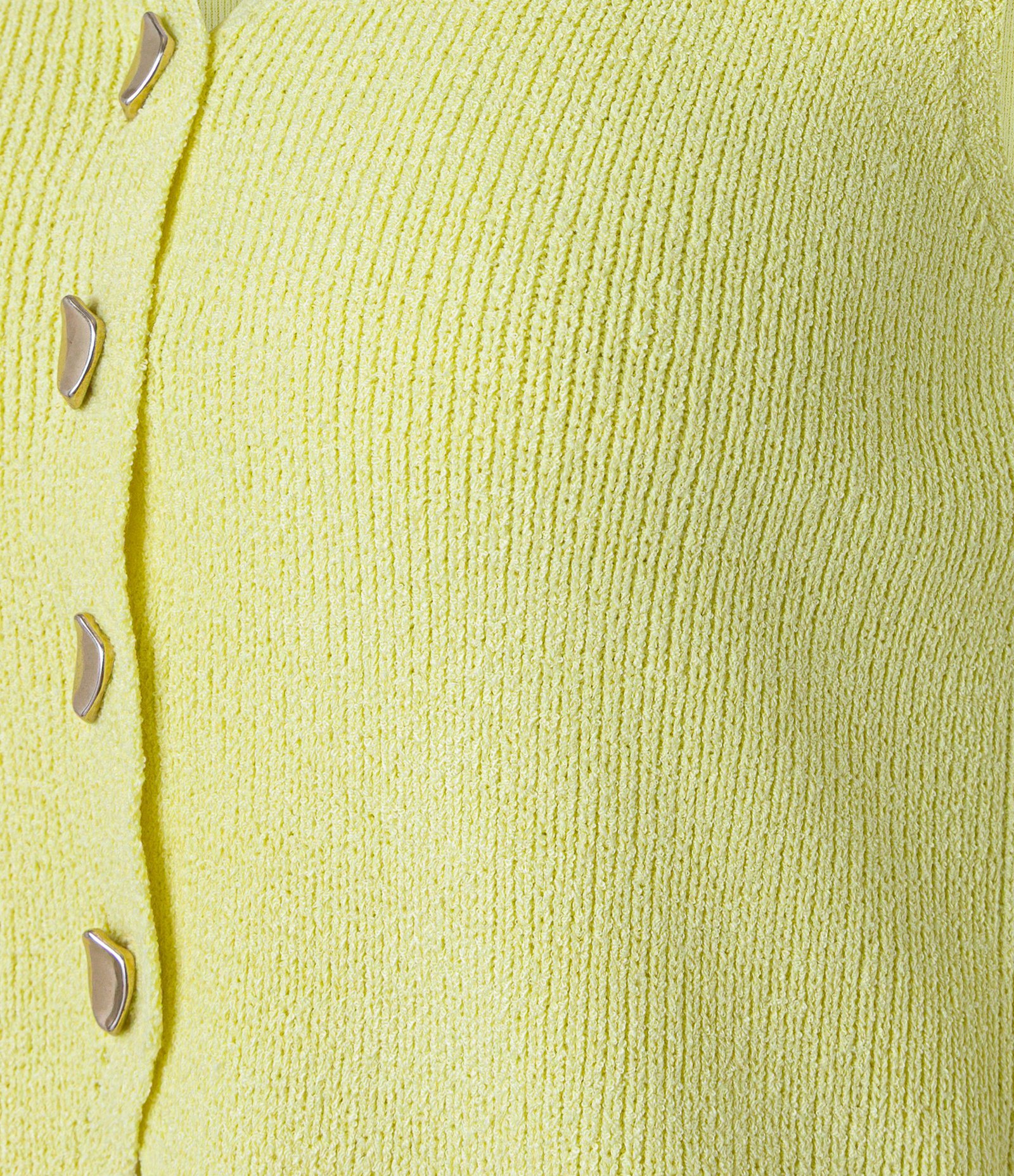 Blusa Texturizada em Tricô com Decote V e Botões Irregulares Verde 7