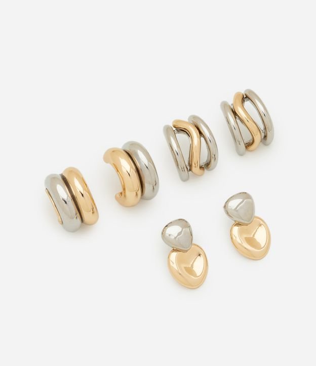 Kit 03 Brincos Argolas em metal com Formatos Diversos