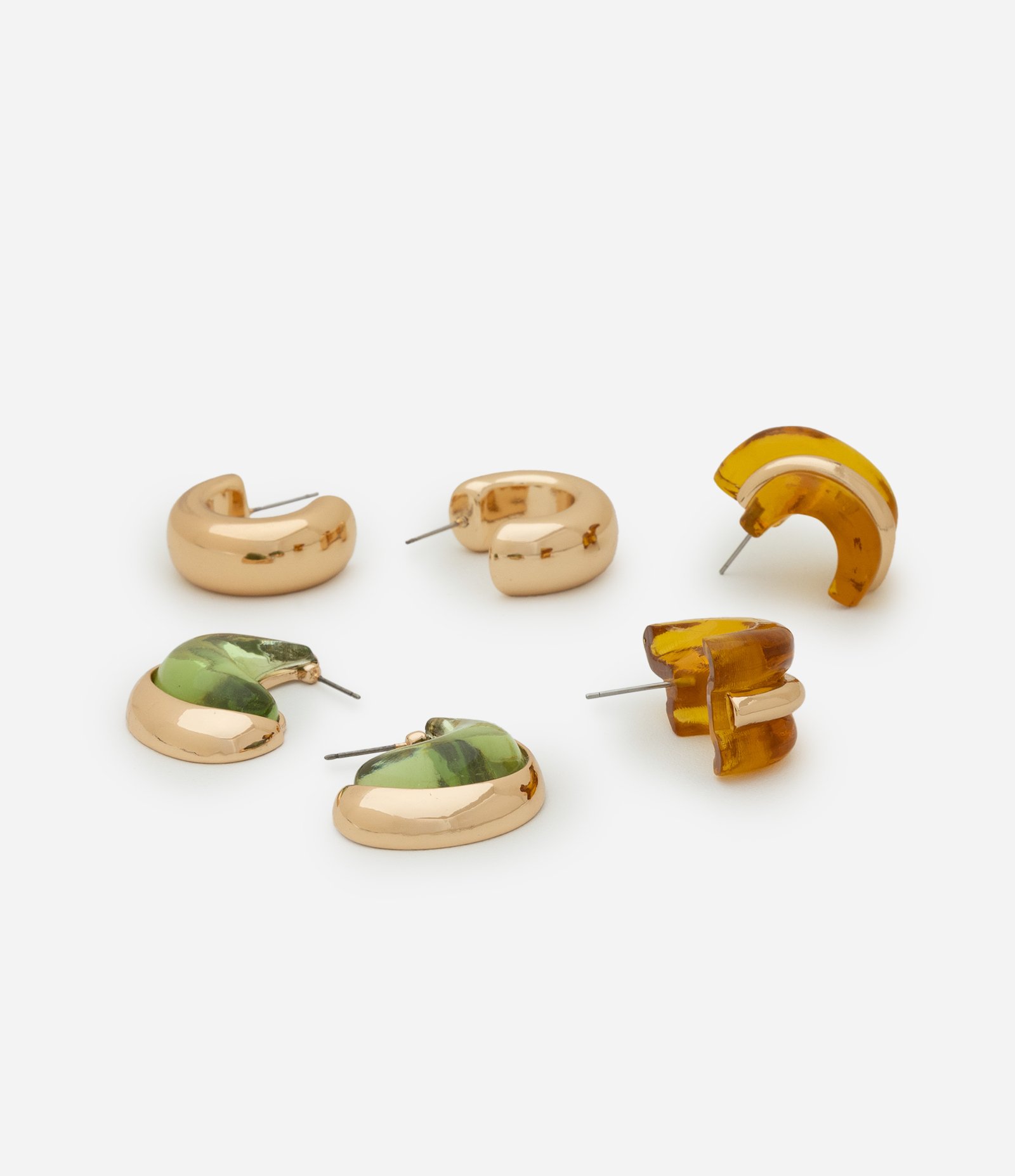 Kit 03 Brincos Argola em Resina Diversos Multicores 2