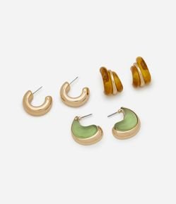 Kit 03 Brincos Argola em Resina Diversos