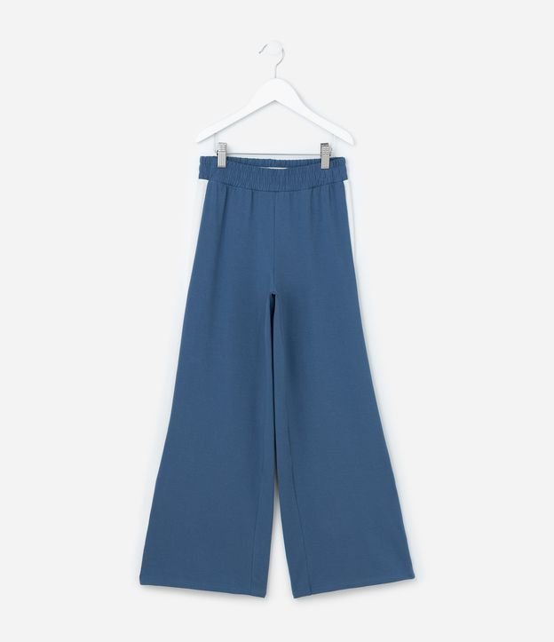 Calça Wide Leg Infantil com Listra Lateral - Tam 5 a 14 Anos