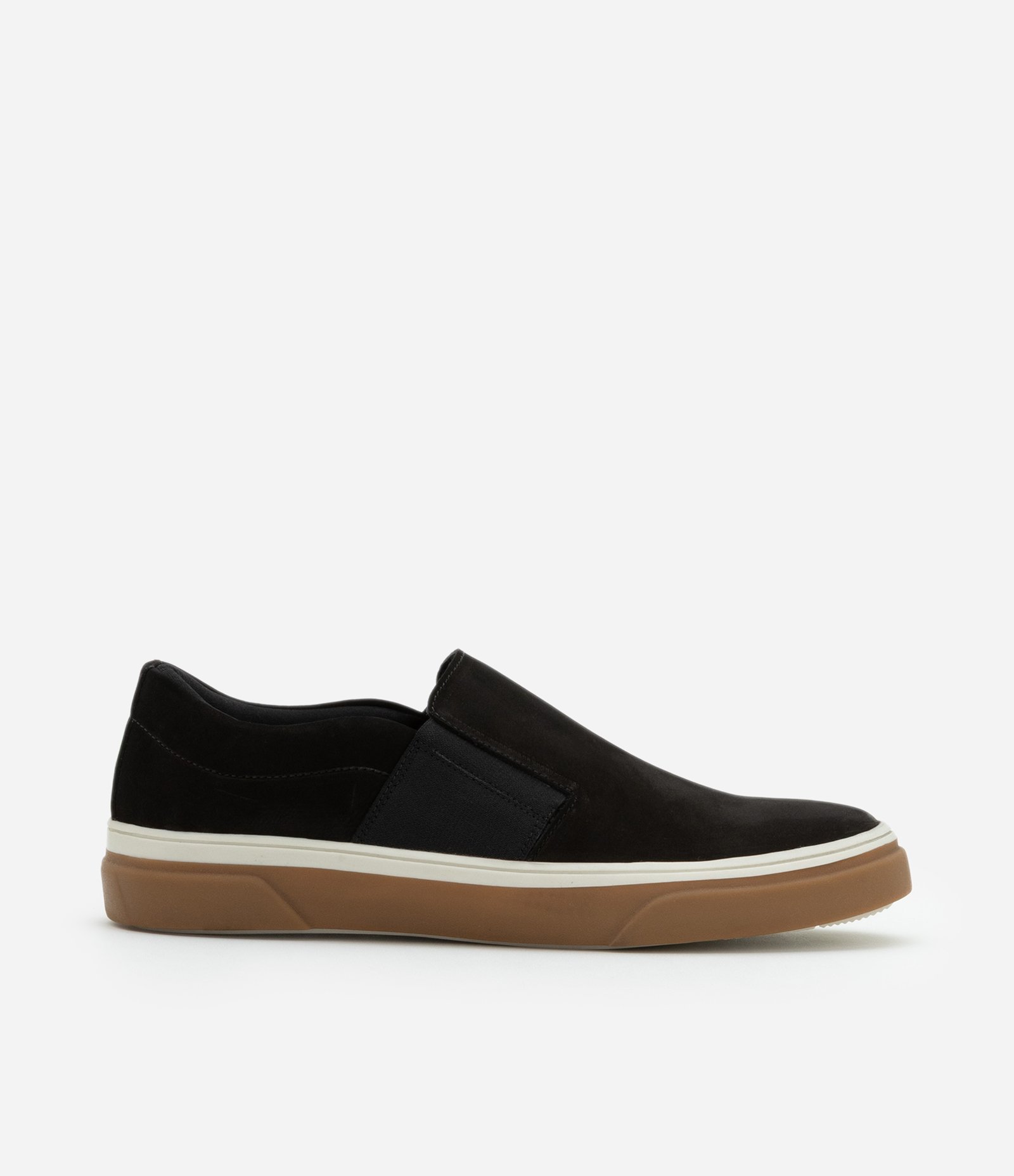 Tênis Slip On em Nobuck com Sola Bicolor Preto 1
