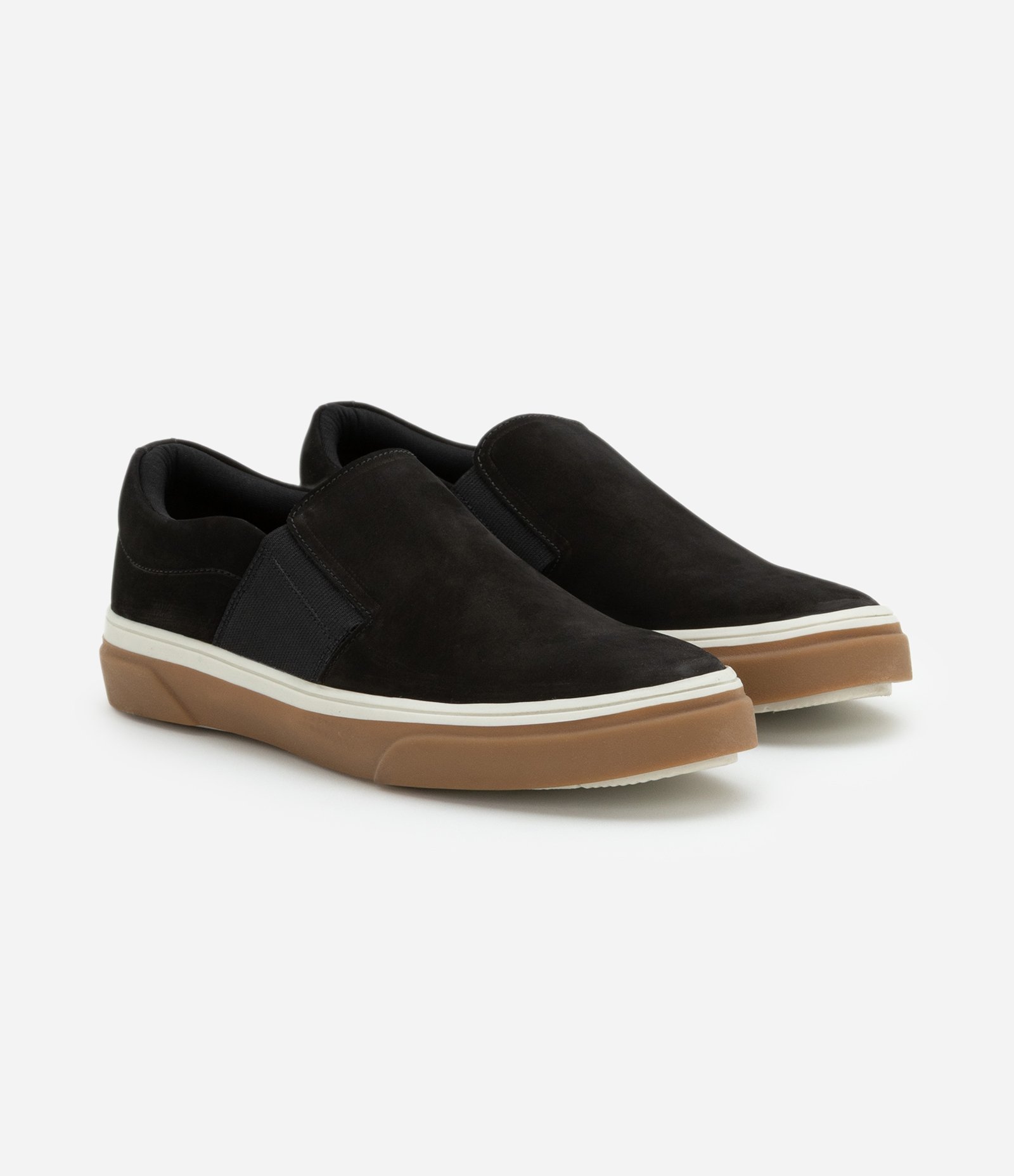 Tênis Slip On em Nobuck com Sola Bicolor Preto 2