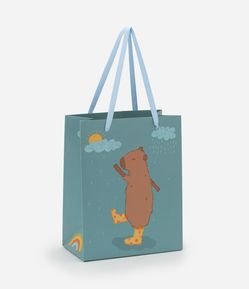 Embalagem de Presente Pequena com Estampa Capivara na Chuva