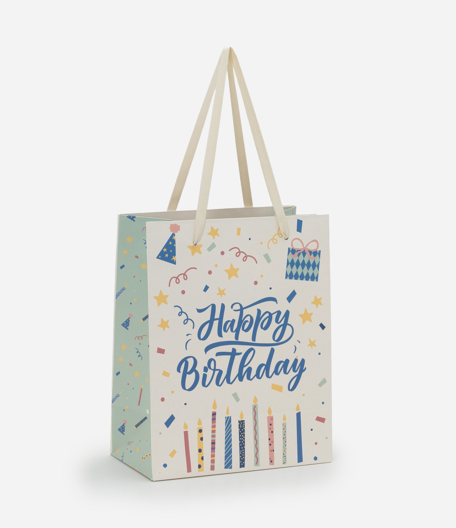 Embalagem de Presente Pequena com Estampa Feliz Aniversário Off White 1