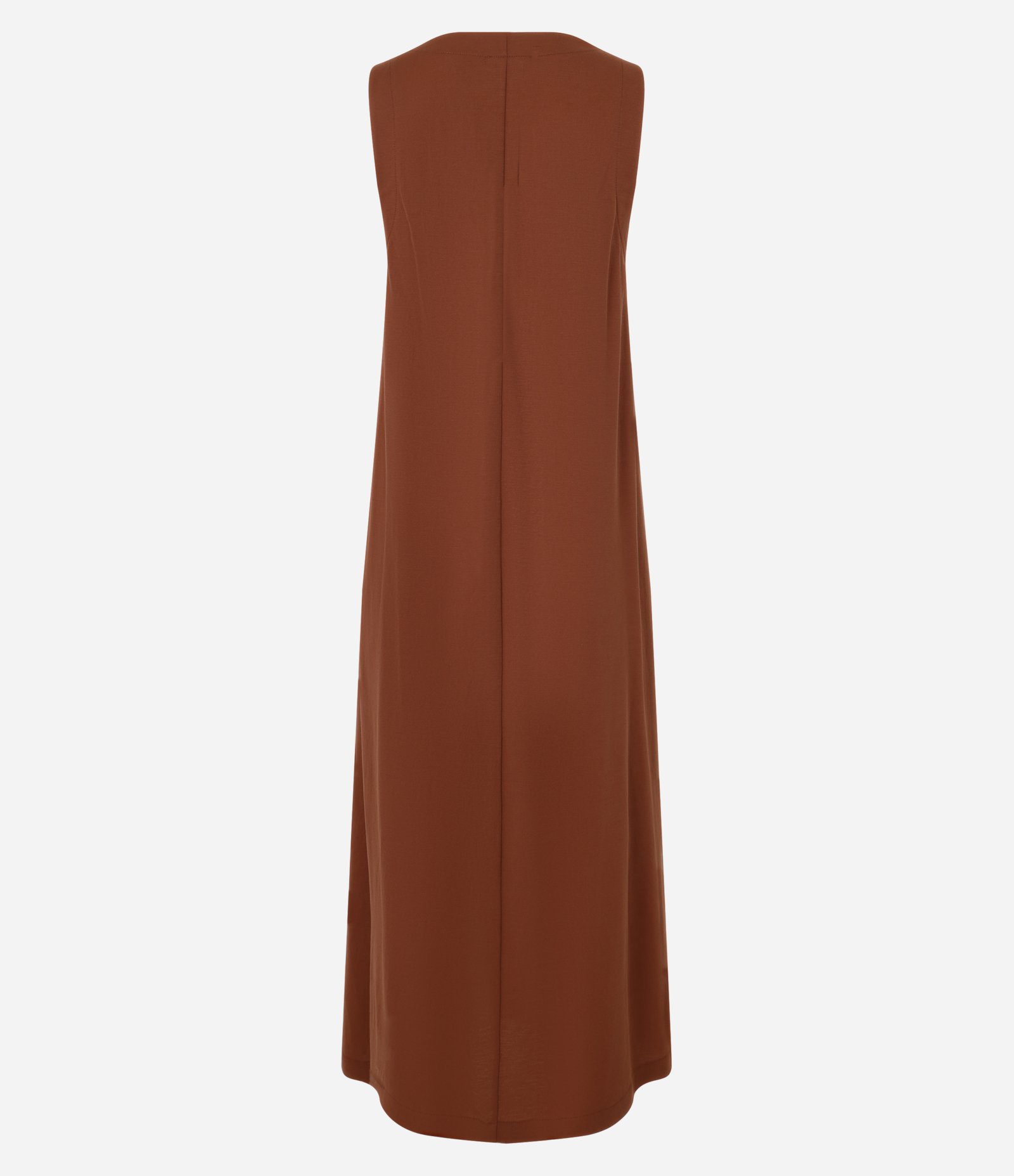 Vestido Evasê Long Midi em Orly com Gola Redonda Marrom 2