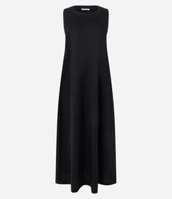Vestido Evasê Long Midi em Orly com Gola Redonda