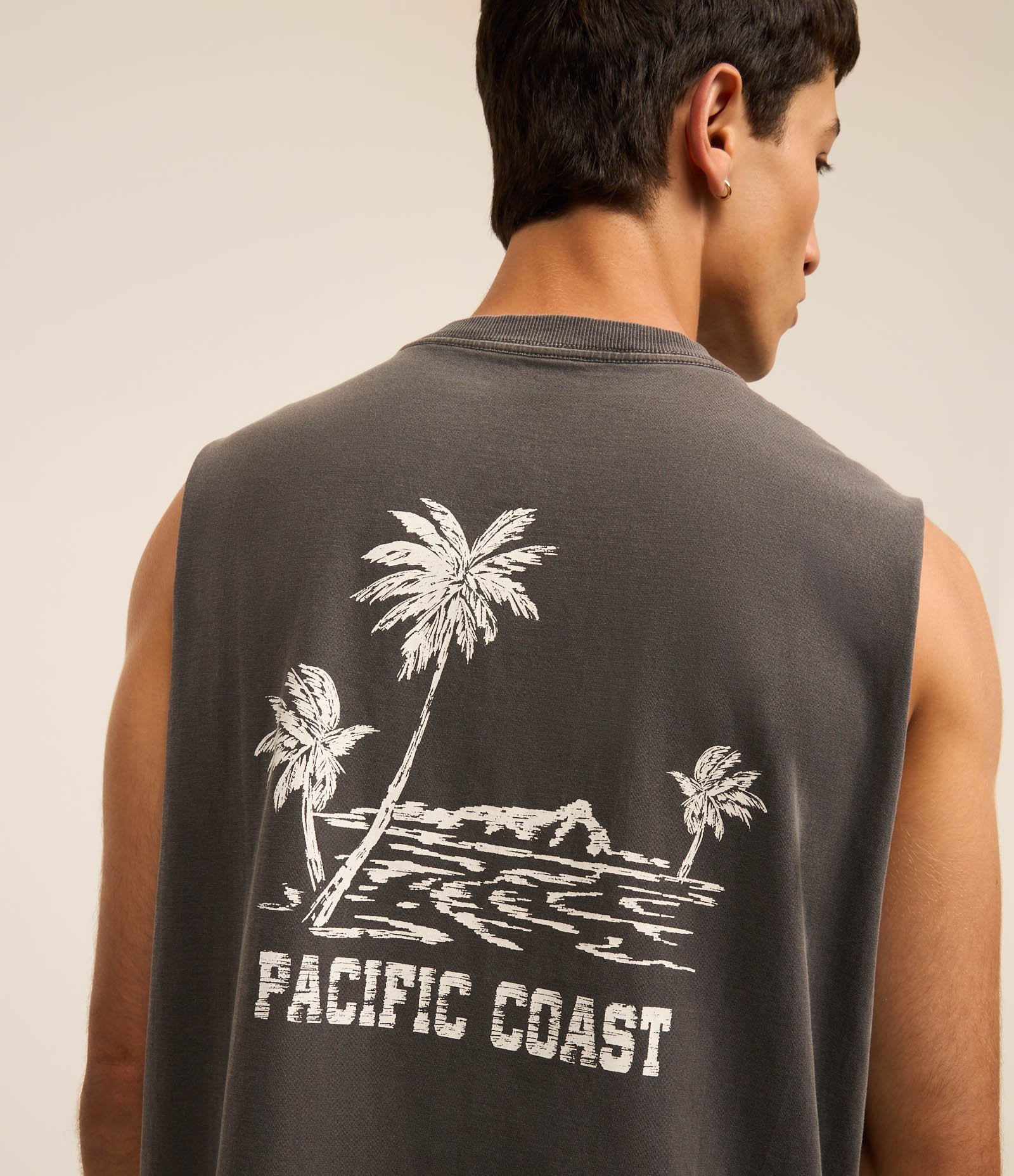 Regata Comfort em Algodão com Estampa Lettering Praia Preto 3